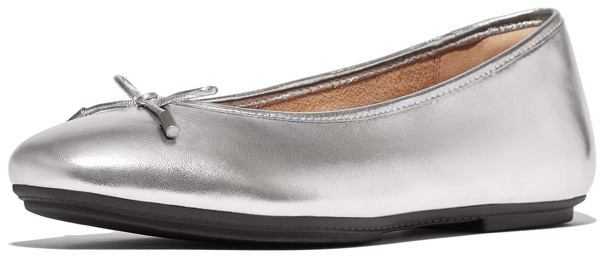 Fitflop Ballerina »Delicato Bow«, Loafer, Halbschuh, Slipper im Metallic Look