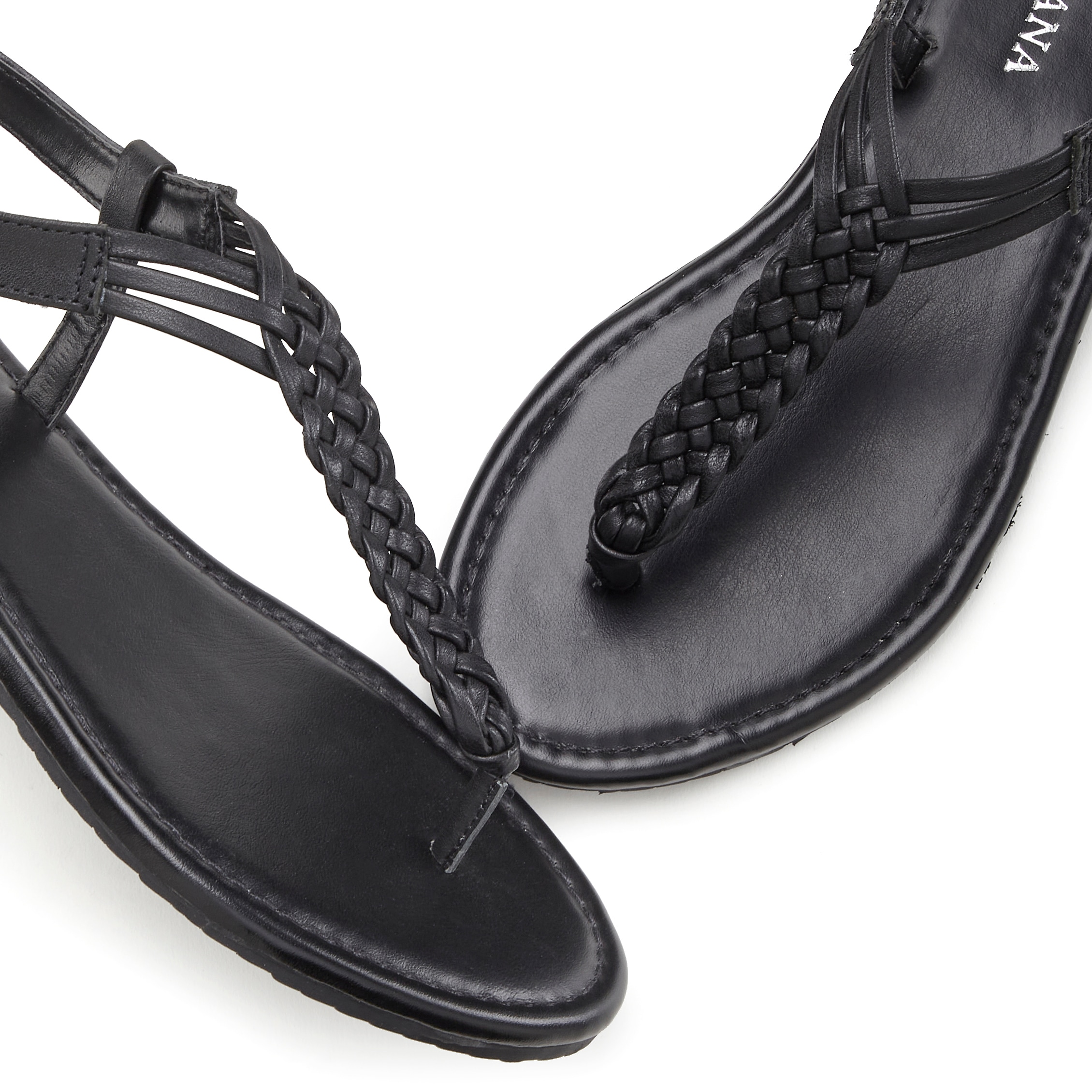 LASCANA Zehentrenner »Sandalette, Sommerschuh«, Sandale aus Leder mit Flecht-Optik