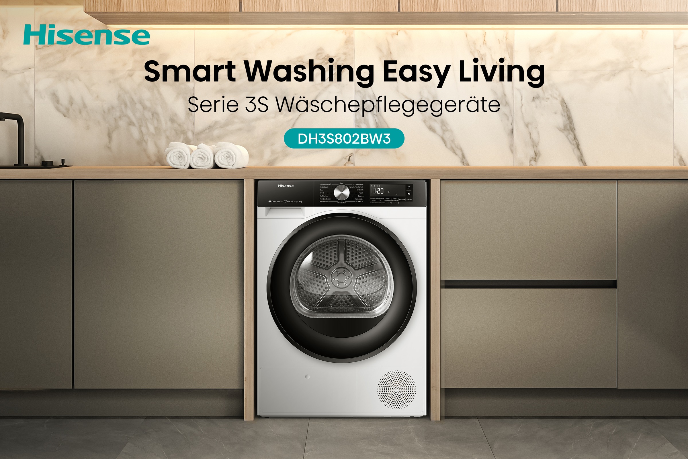 Hisense Wärmepumpentrockner »DH3S802BW3«, 8 kg