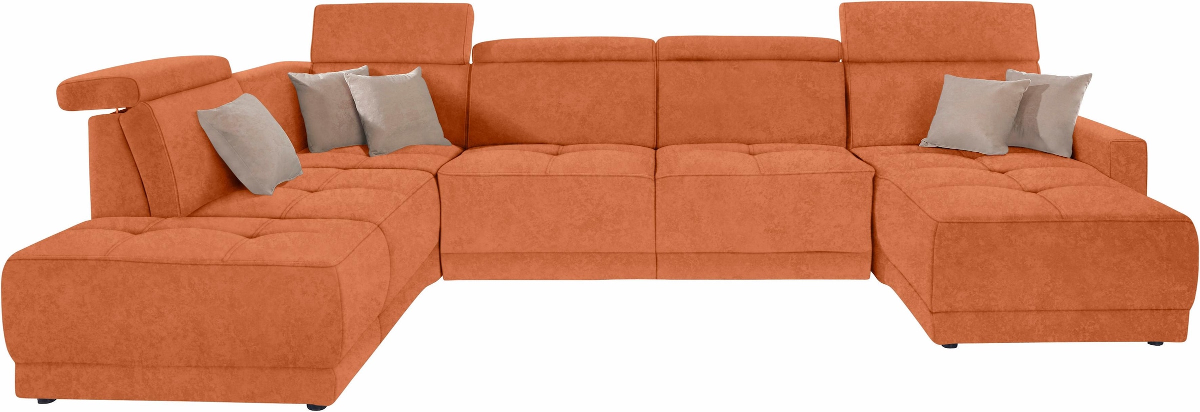 DOMO collection Wohnlandschaft »Ava moderne Sitzheftung mit toller Doppelnaht, komfortabel, U-Form«, mit Federkern, wahlweise mit Kopfteilverstellungen
