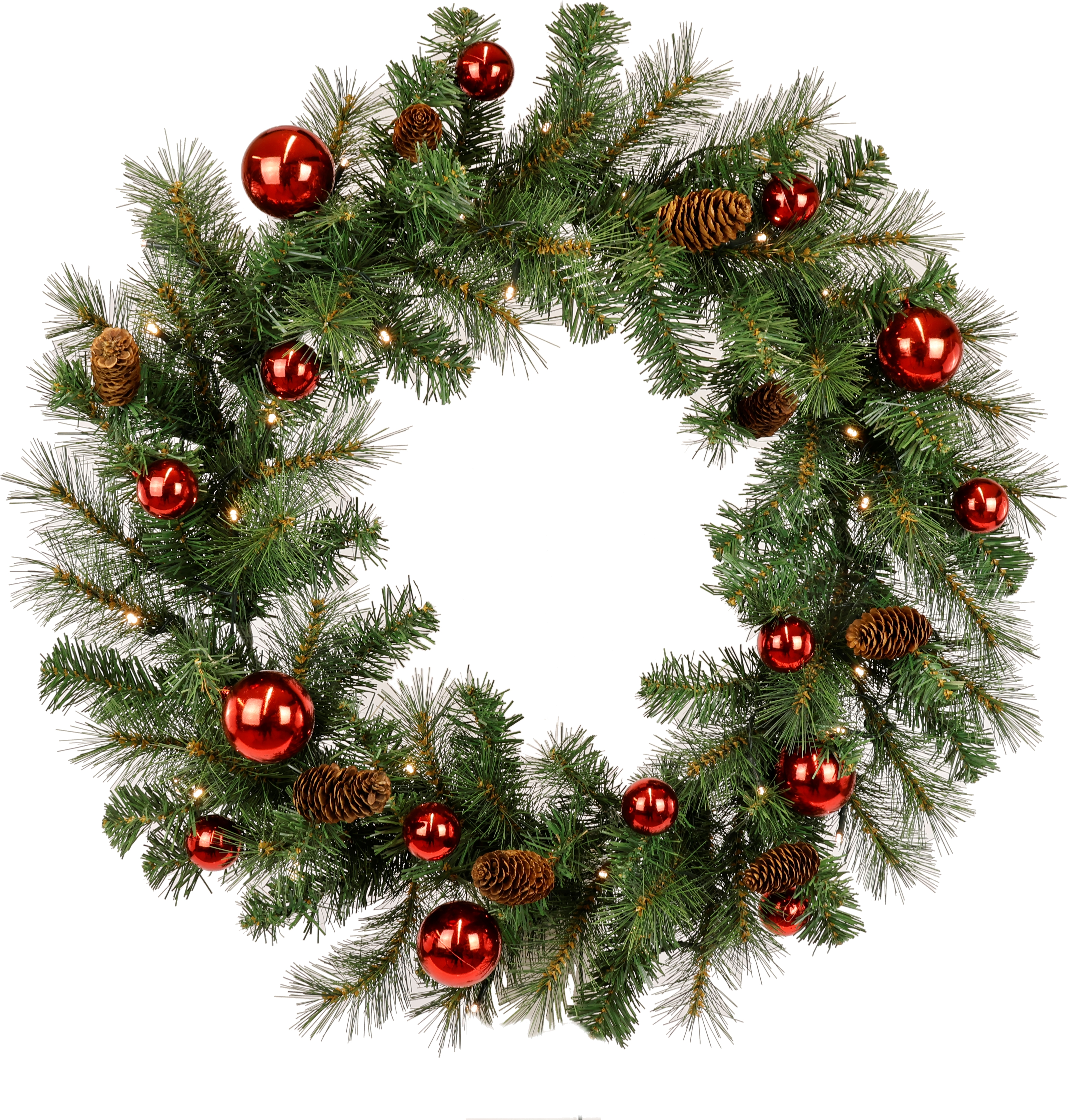 I.GE.A. Kunstkranz "LED-Weihnachtskranz künstlich" Tannenkranz Kugeln/Zapfen Adventskranz Türkranz Weihnachtsdeko