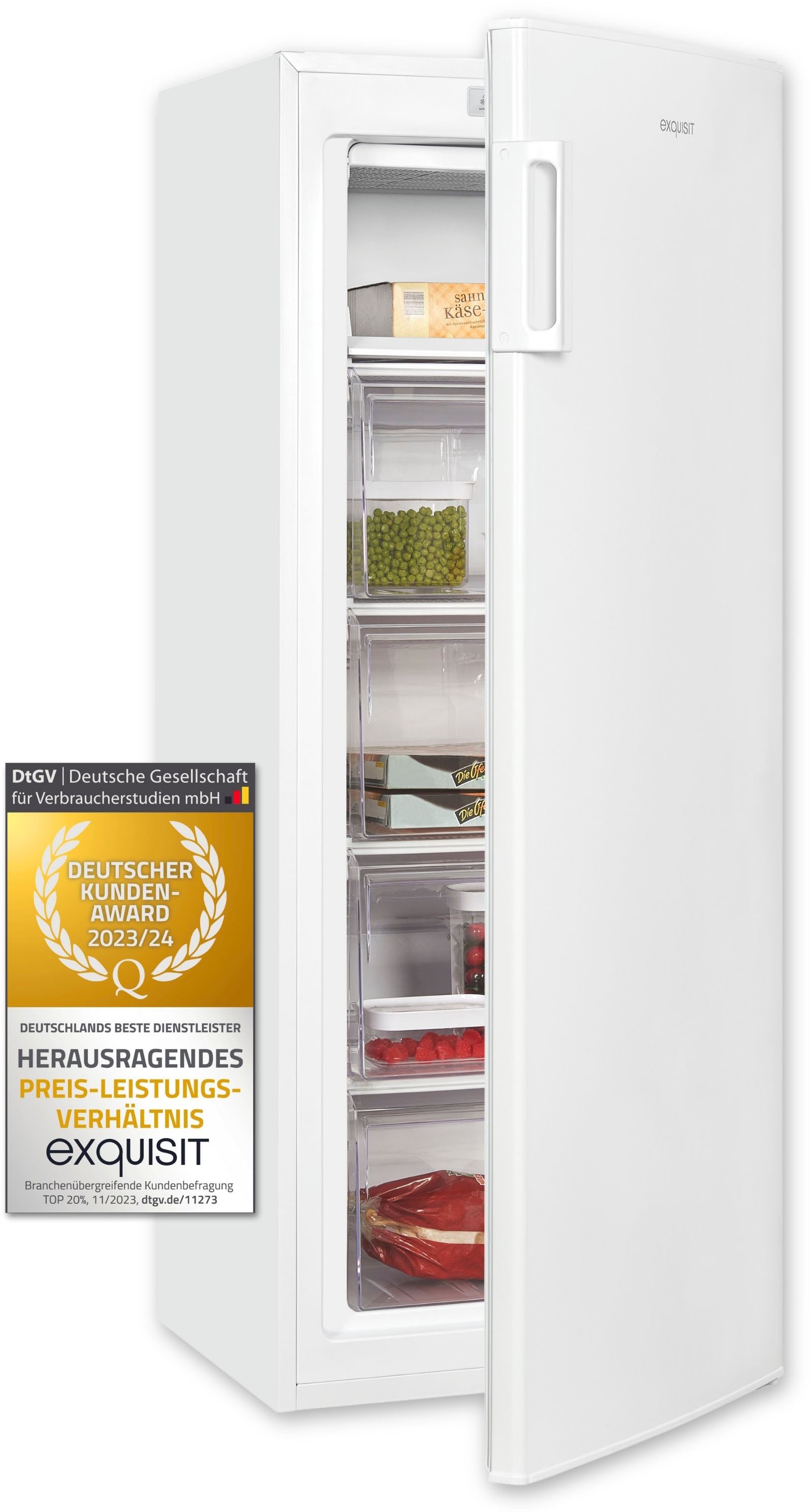 exquisit Gefrierschrank »GS230-HE-040D«, 142 cm hoch, 55 cm breit, wechselbarer Türanschlag