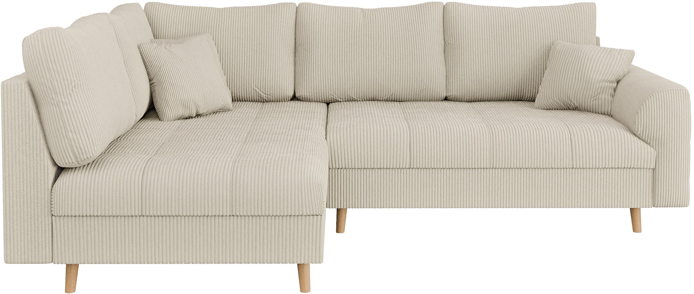 Home affaire Ecksofa »CHARRE L-Form mit Ottomane, Maße B/T/H: 231/161/81 cm«, feine Steppung, lose Rücken- und Zierkissen, auch in Cord und Bouclé