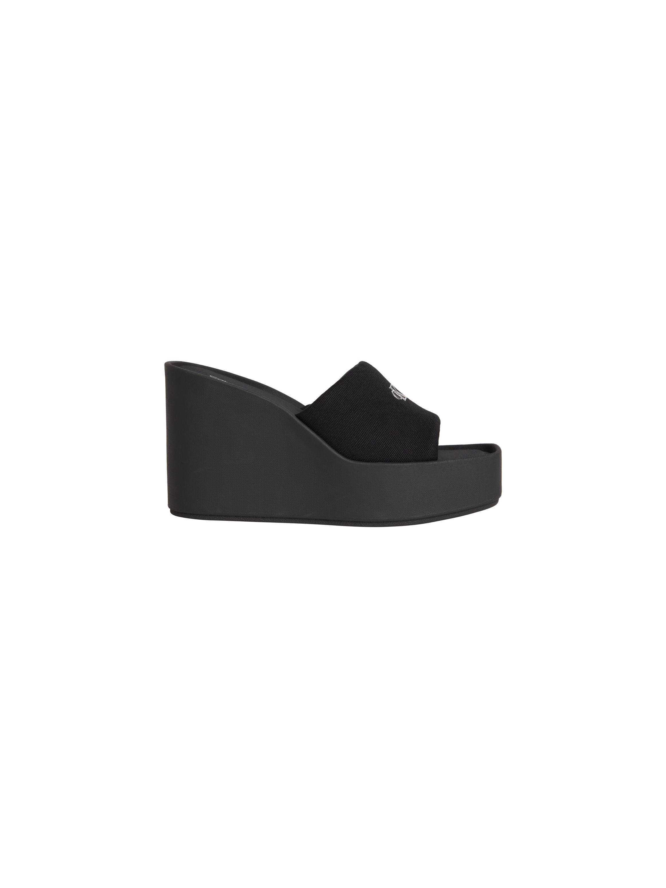 Keilpantolette CALVIN KLEIN "WEDGE 70 SNDL CANV MG", Damen, Gr. 37, schwarz, Textil, Basic, Schuhe, Sommerschuh, Pantolette, Schlappen mit Plateau 3