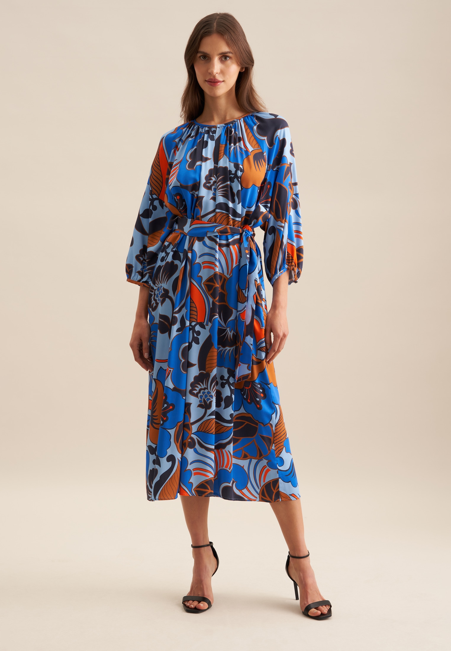 seidensticker Sommerkleid "Schwarze Rose" 3/4 Rundhals Floral günstig online kaufen