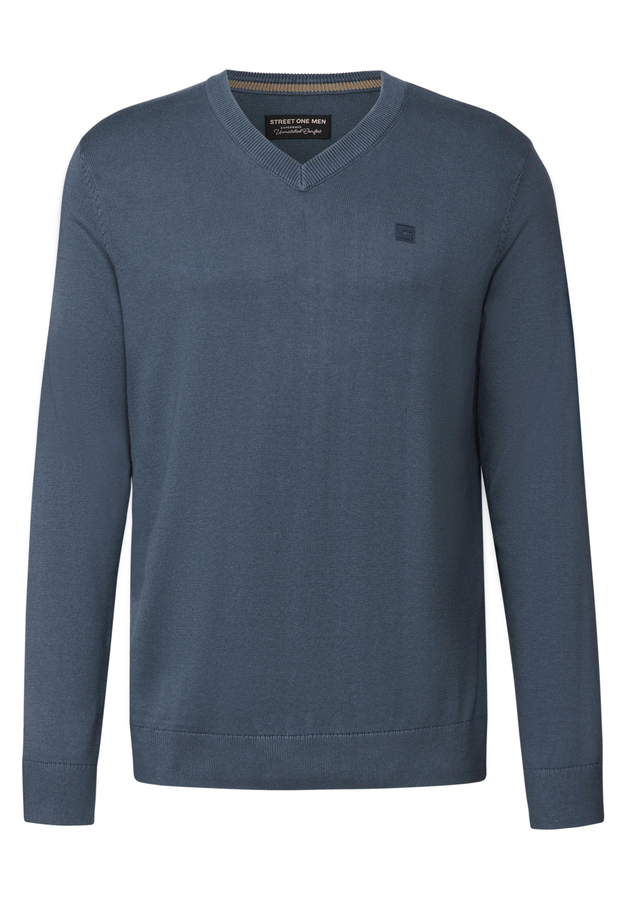 STREET ONE MEN Strickpullover, aus reiner Baumwolle