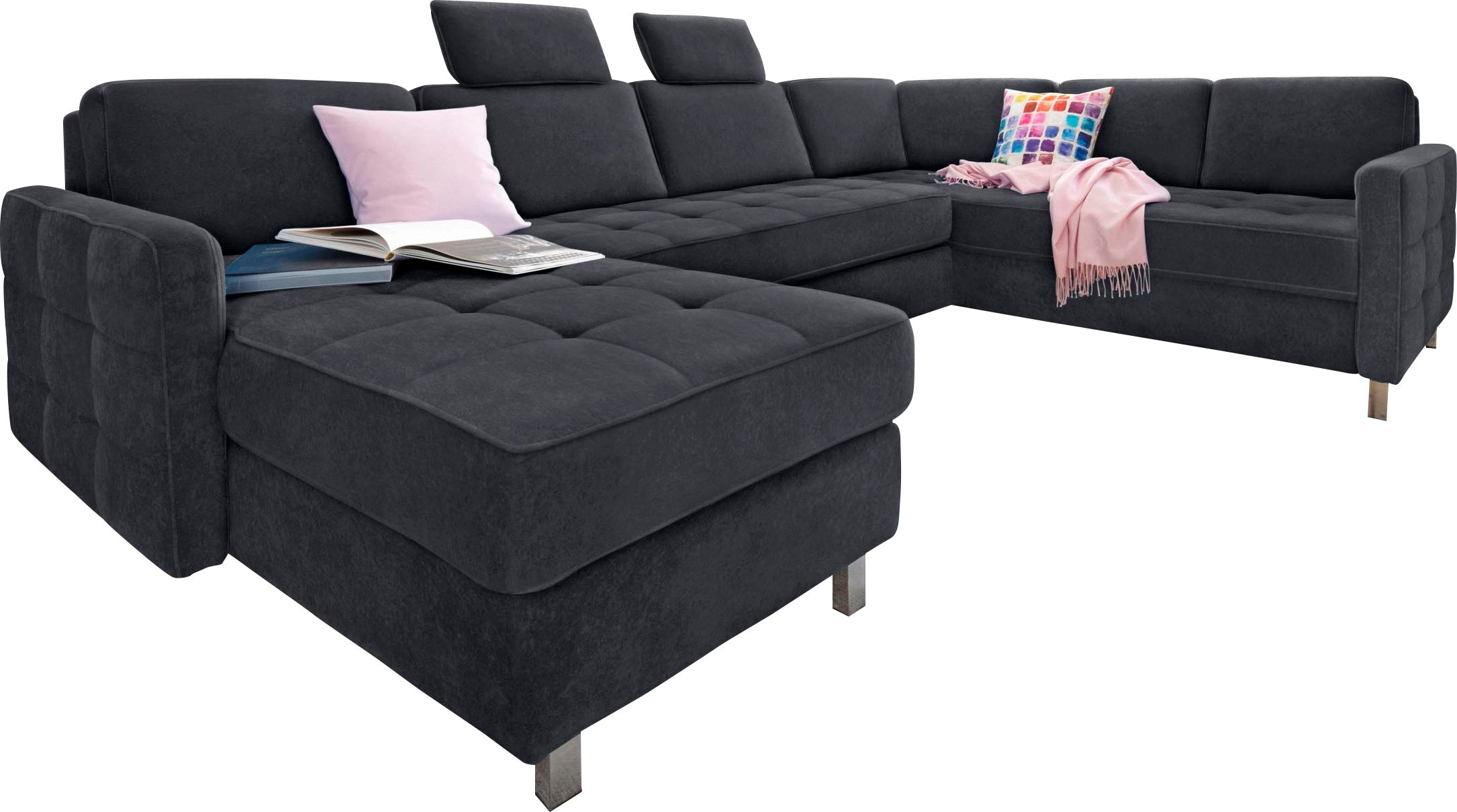 sit&more Wohnlandschaft "Pablo U-Form, B: 292cm, inkl. 2 Kopfstützen" wahlweise mit Schlaffunktion und Bettkasten