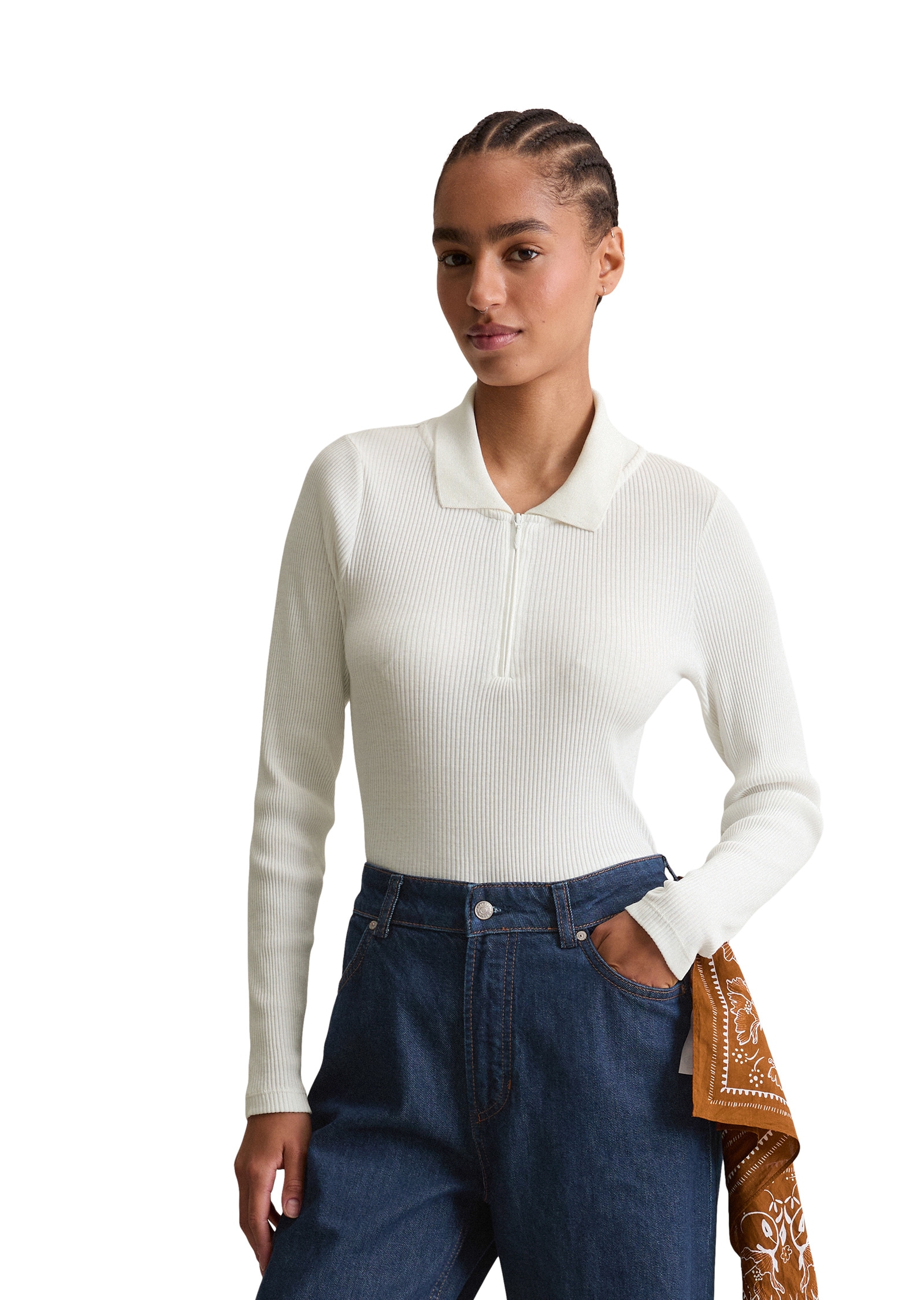 Marc OPolo DENIM Langarm-Poloshirt "aus Organic Cotton-Stretch-Jersey" günstig online kaufen