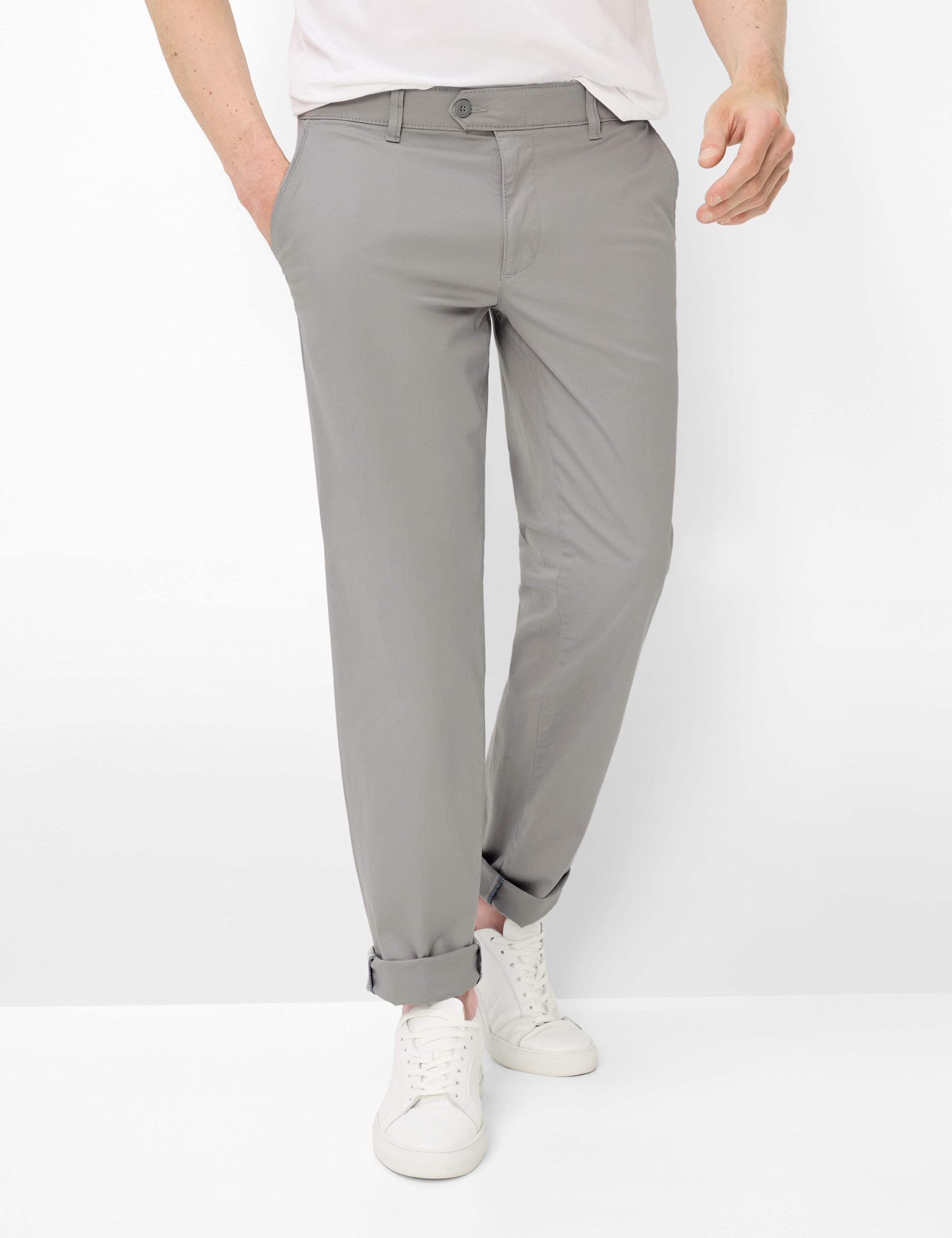 Chinohose EUREX BY BRAX "Style JIM", Herren, Gr. 30U, Unterbauchgrößen, grau, Web, 97% Baumwolle, 3% Elasthan, Hosen Chinohose