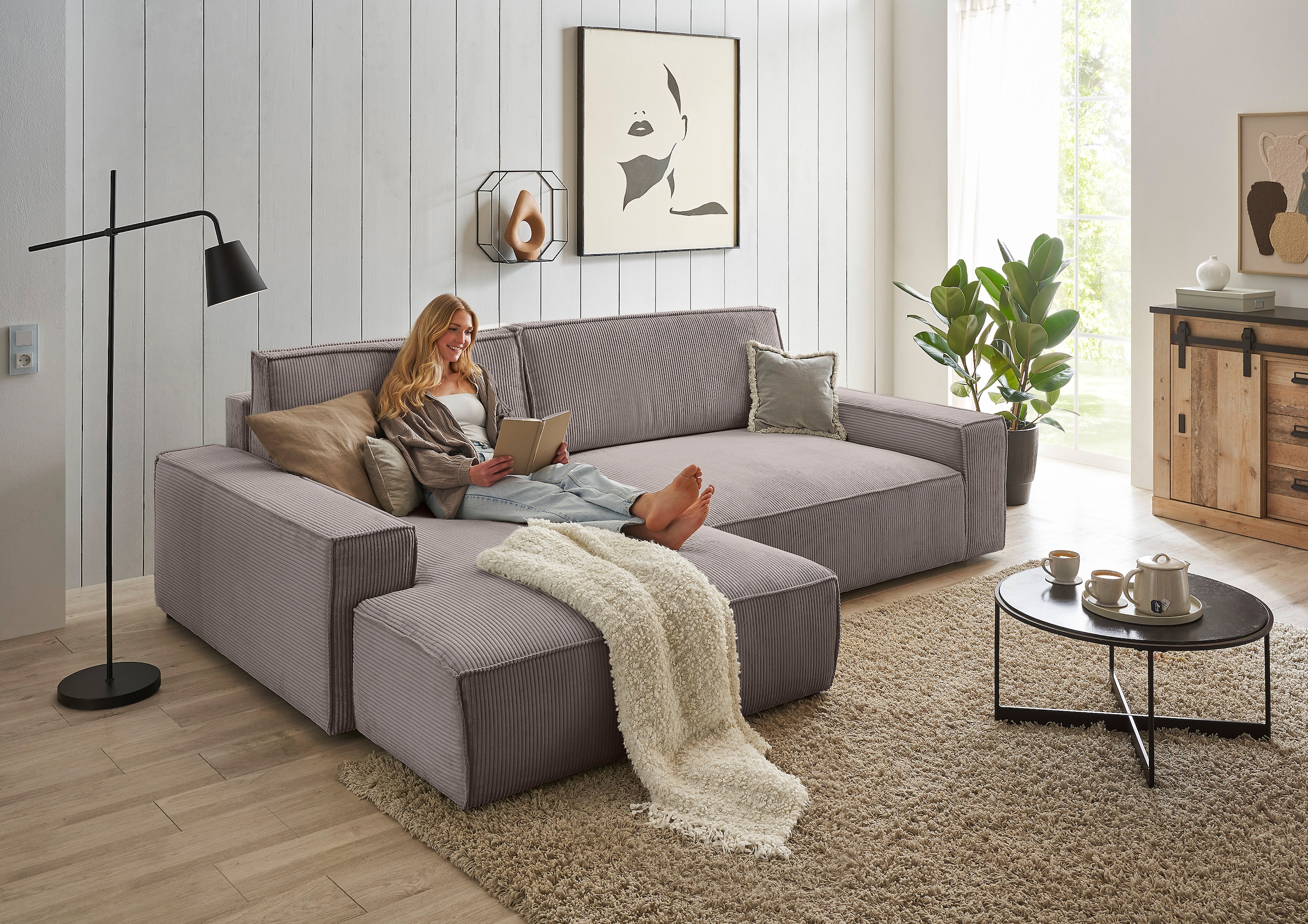 Home affaire Ecksofa "NEU: SHERWOOD XXL 284, Big-Sofa L-Form, tiefe Sitzflä günstig online kaufen