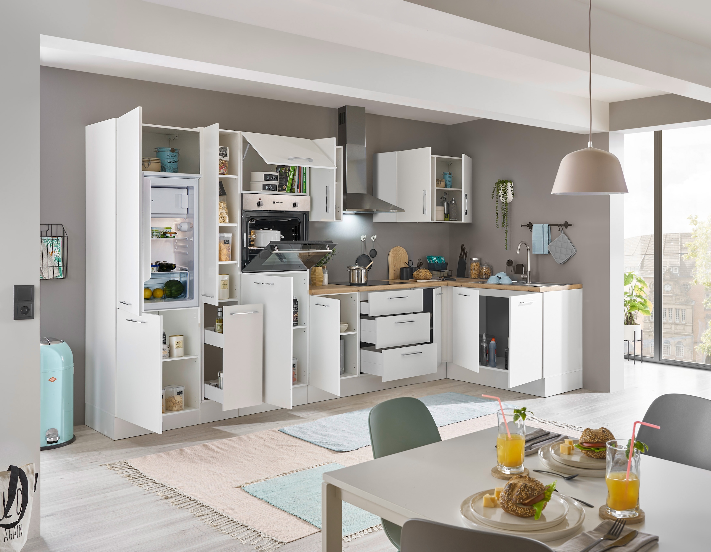 BASIC by Balculina Winkelküche »Turin«, Stellbreite 360x175 cm, wahlweise mit E-Geräten