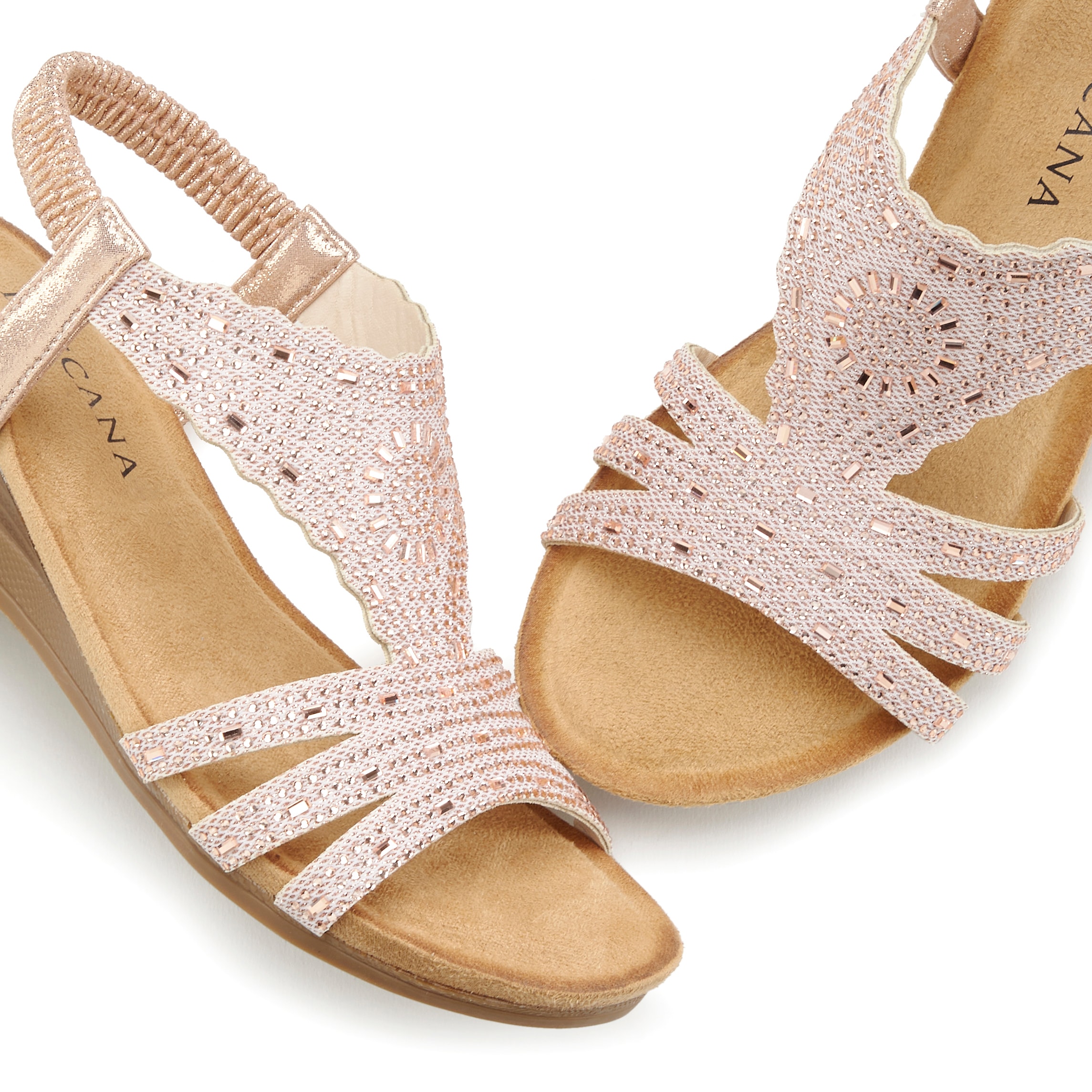 LASCANA Sandalette, Sandale, Sommerschuh mit Glitzerdetails und elastischem Riemchen