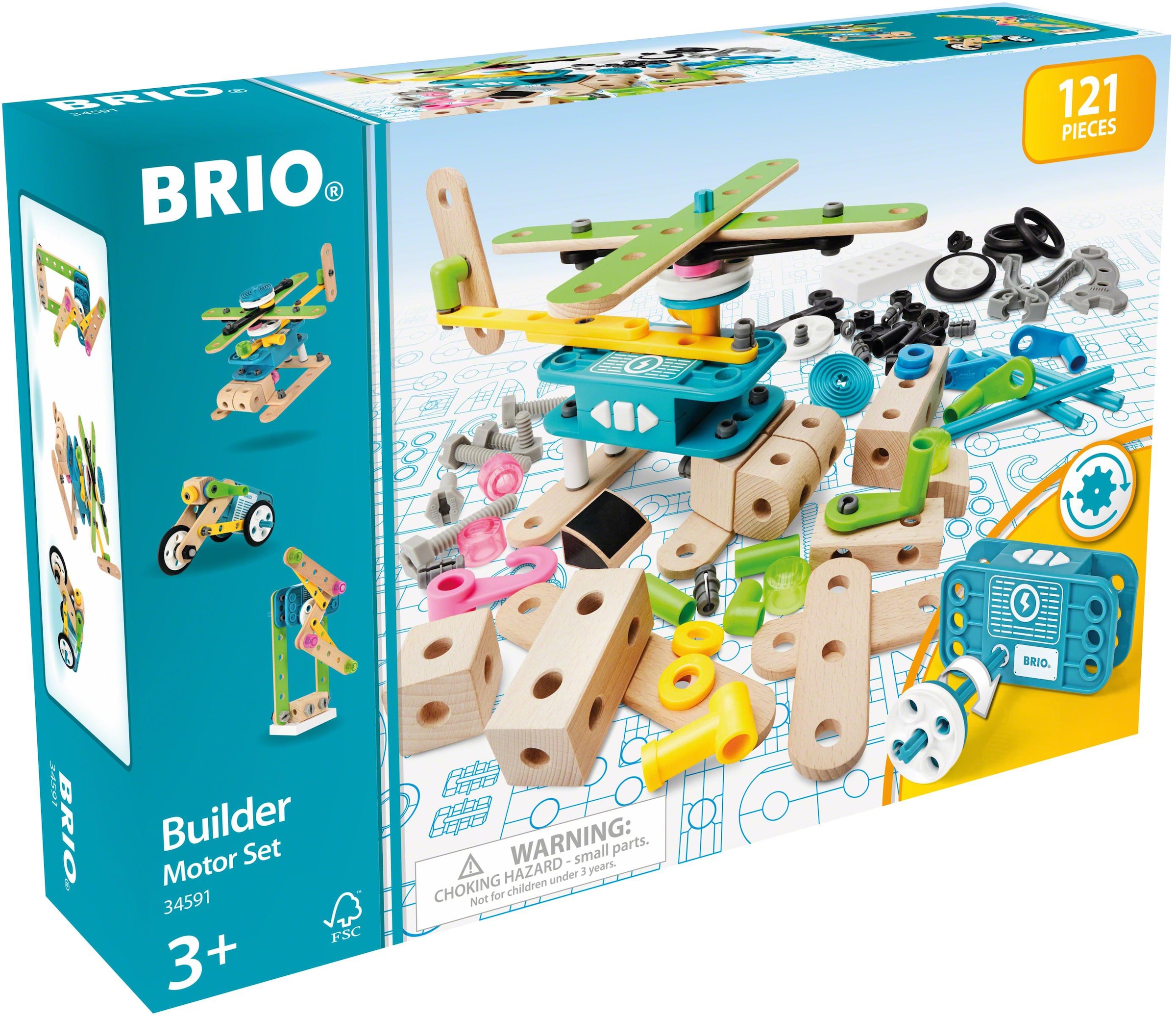 BRIO® Konstruktions-Spielset »Builder Motor-Set«, (121 St.), mit batteriebetreibenem Motor, FSC®- schützt Wald - weltweit