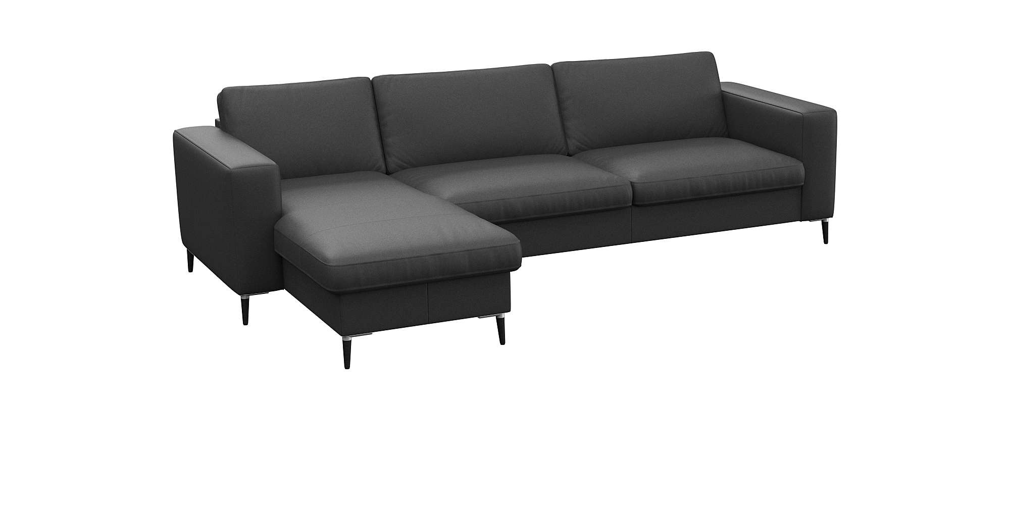 FLEXLUX Ecksofa »Fiore, super Sitzkomfort durch Kaltschaum im Sitz, L-Form«, breite Armlehnen, Kaltschaum, Füße Alu+schwarz