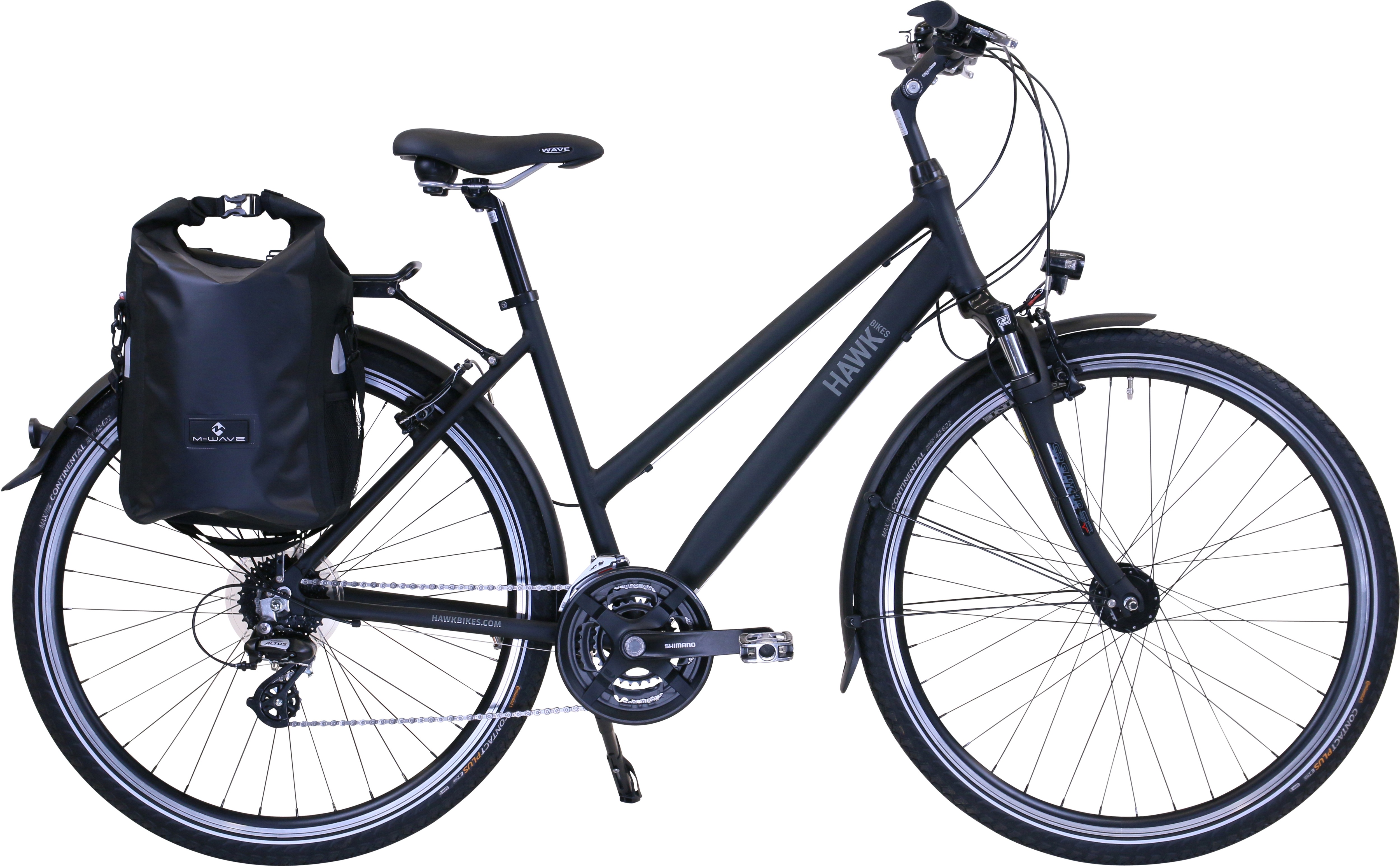 HAWK Bikes Trekkingrad Trekking Lady Premium Plus Black, 24 Gang, Shimano, Altus Schaltwerk schwarz Trekkingräder Fahrräder Zubehör