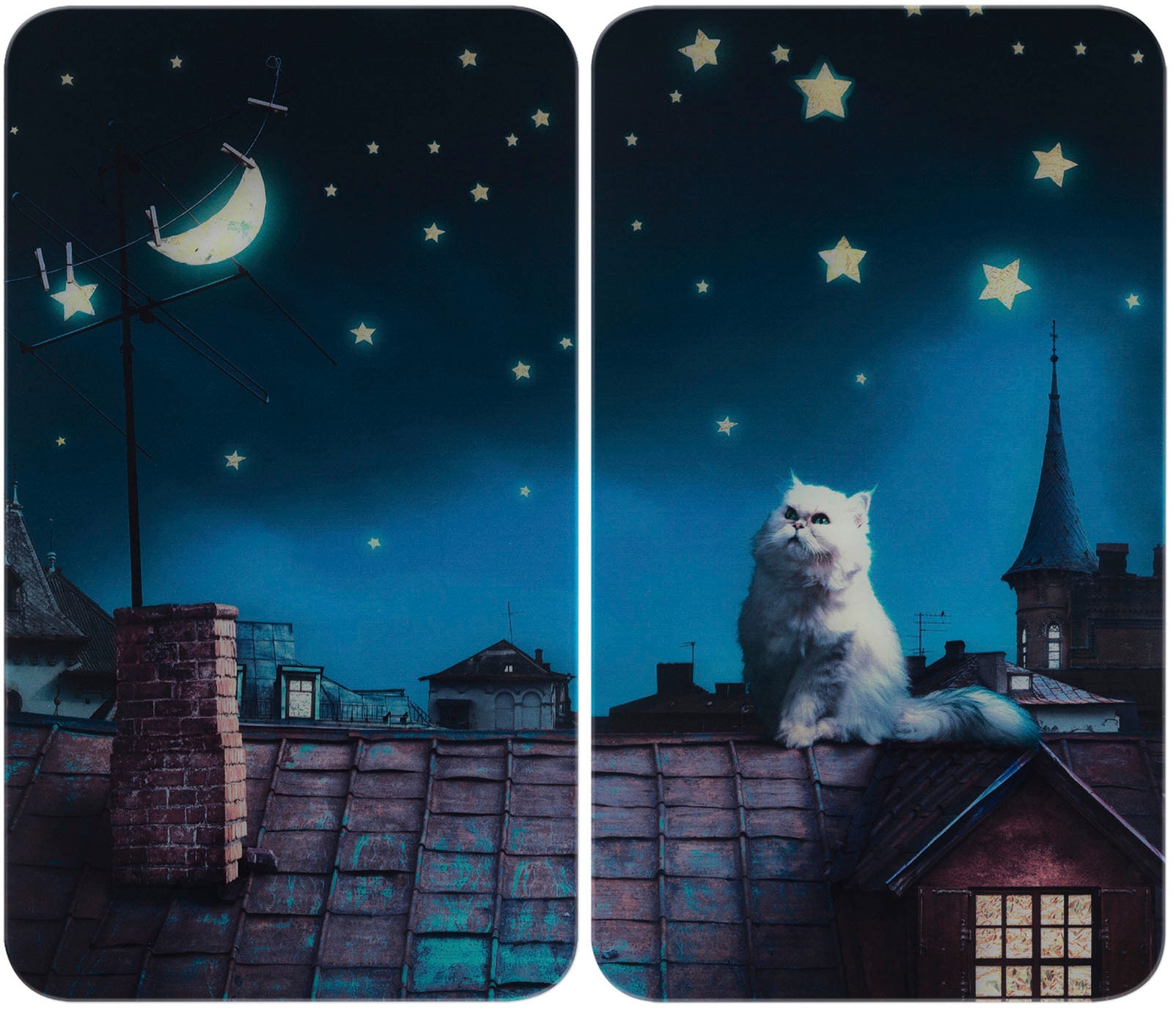 WENKO Herd-Abdeckplatte "Universal Modell Moon Cat", (Set, 2 tlg.), Herdabd günstig online kaufen