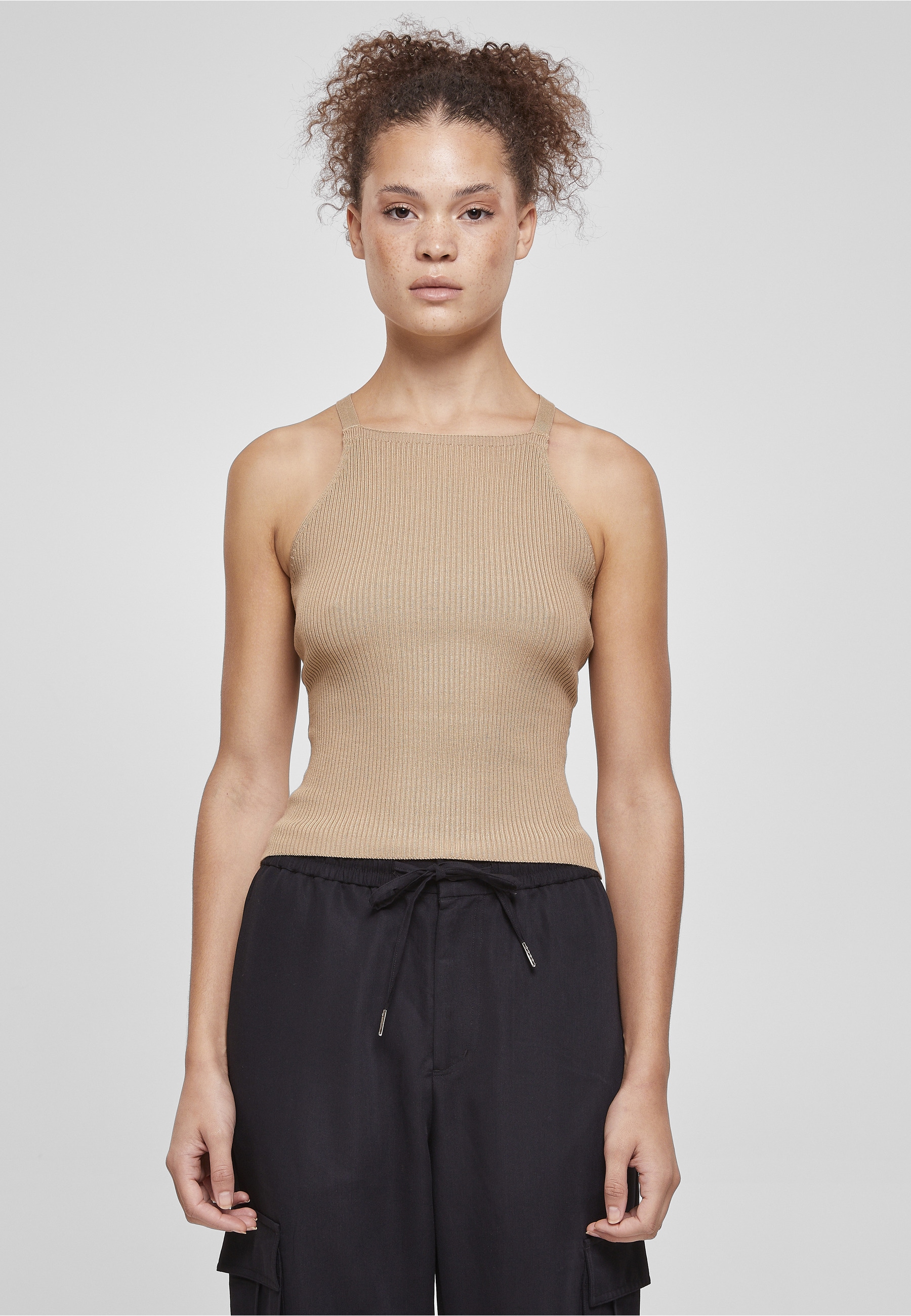 URBAN CLASSICS Tanktop »Urban Classics Damen Ladies Rib Knit Crossed Back Top« 1 Stk.