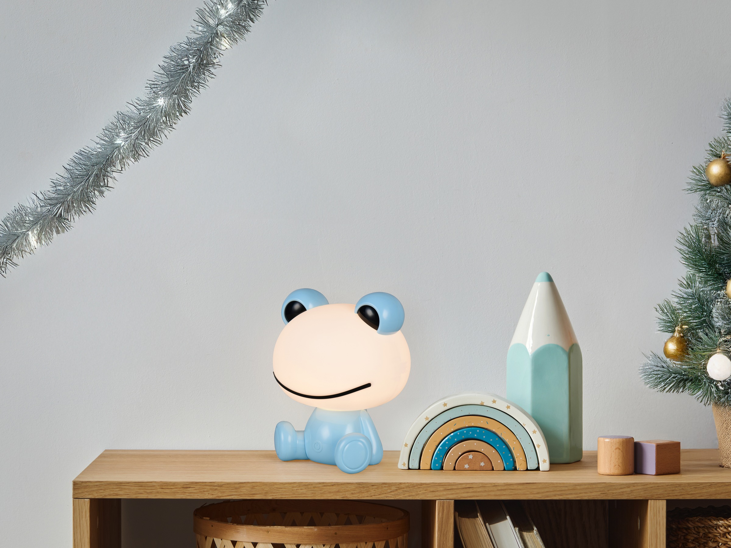 REALITY Leuchten LED Tischleuchte »HOPPER, Kinderzimmer Tischleuchte Nachttischleuchte Frosch Optik, RGB« LED-Board 1 Stk. RGB | Warmweiß 0,3W 30 Lumen warmweiß 3000K, RGB Farbwechsel Modus, USB-Anschluss