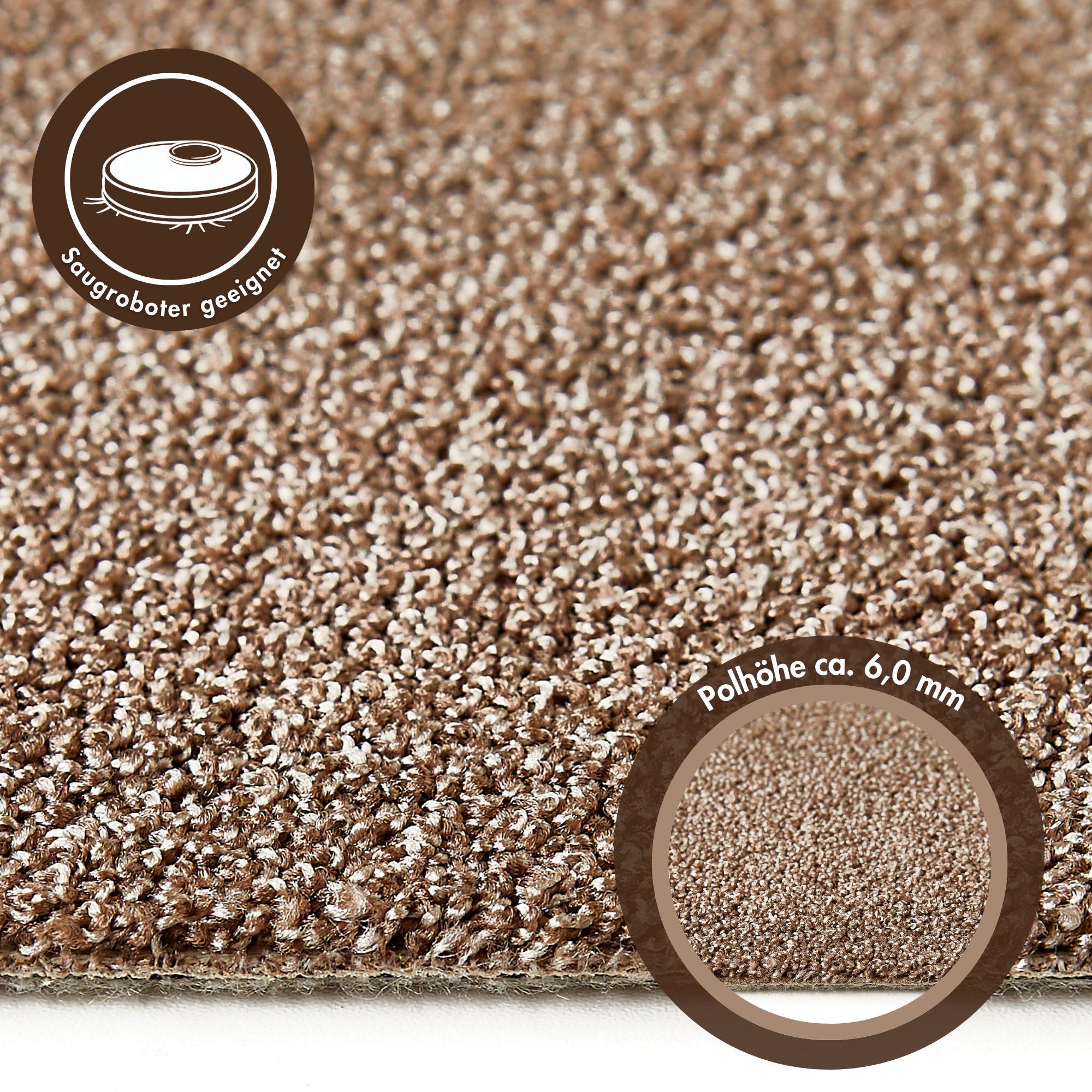 Andiamo Teppichboden »Rubinoy, Schlinge, Made in Belgium«, rechteckig, 0,8 mm Höhe, Breite 400 cm oder 500 cm, Wohnzimmer, strapazierfähig & robust