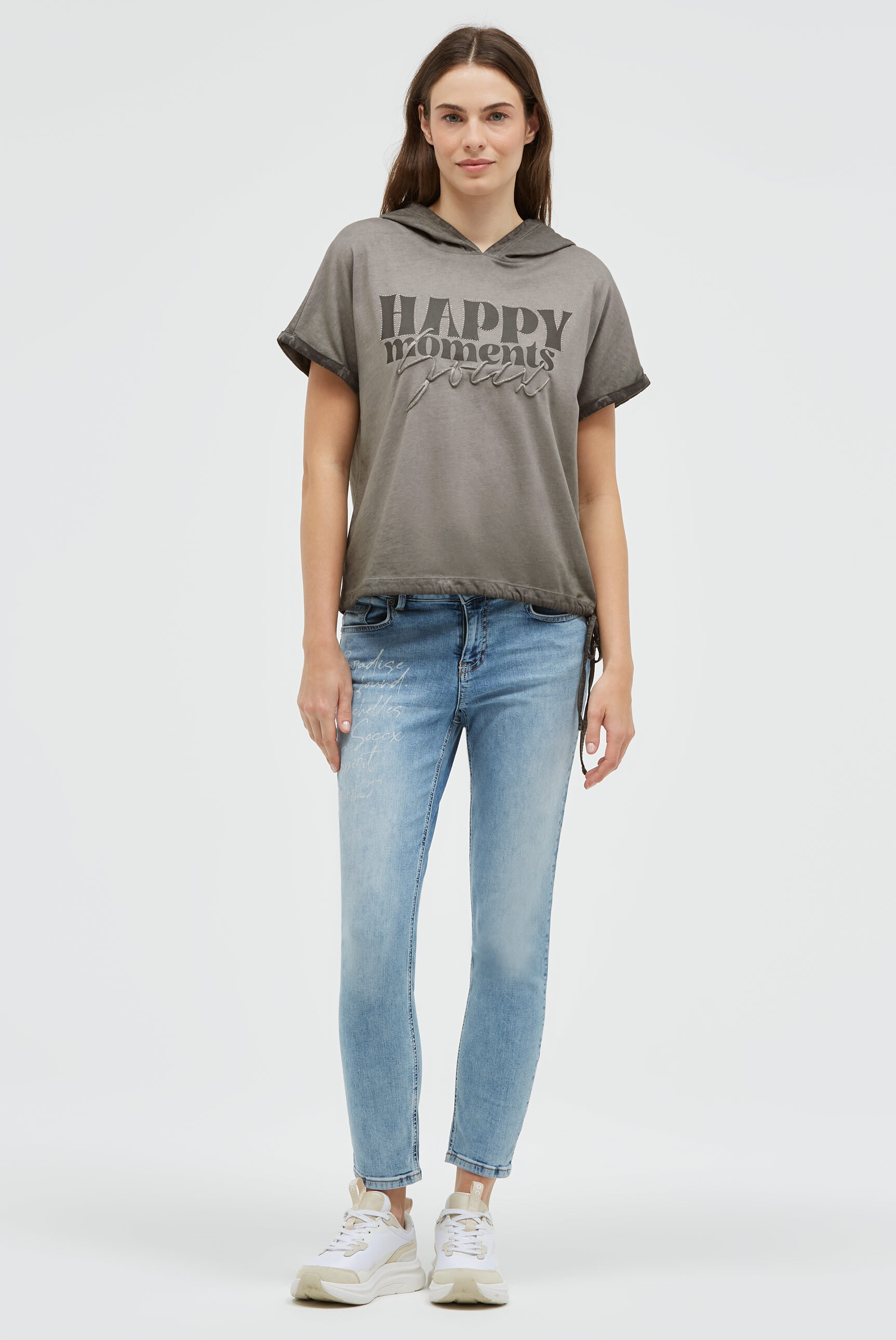 SOCCX Kapuzenshirt mit Bindeband am Saum