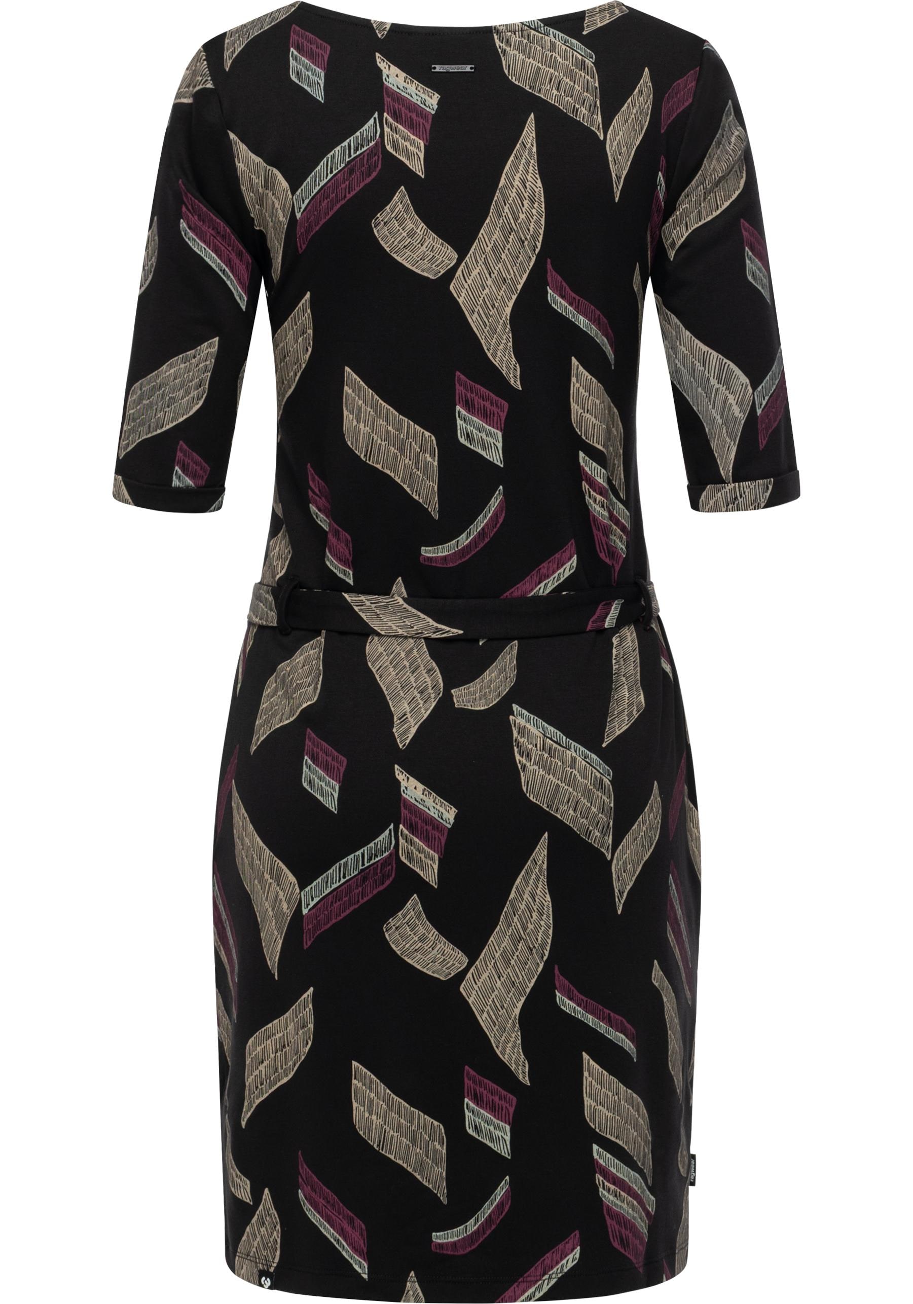 Ragwear Jerseykleid »Kenisha Print« Außentaschen | Eingrifftaschen Midikleid mit Taillengürtel