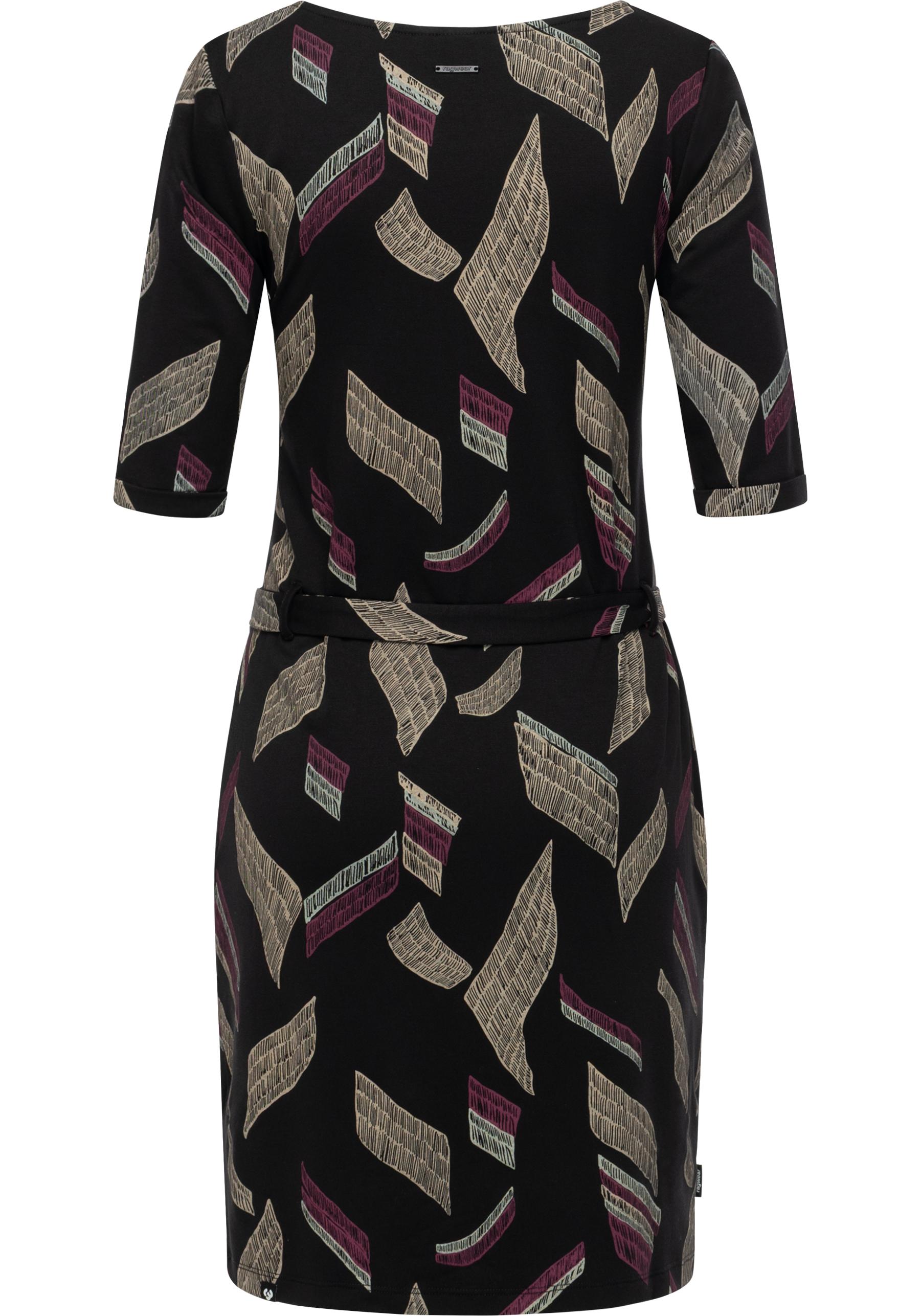 Thumbnail - Ragwear Jerseykleid "Kenisha Print" Außentaschen Eingrifftaschen Midikleid mit Taillengürtel