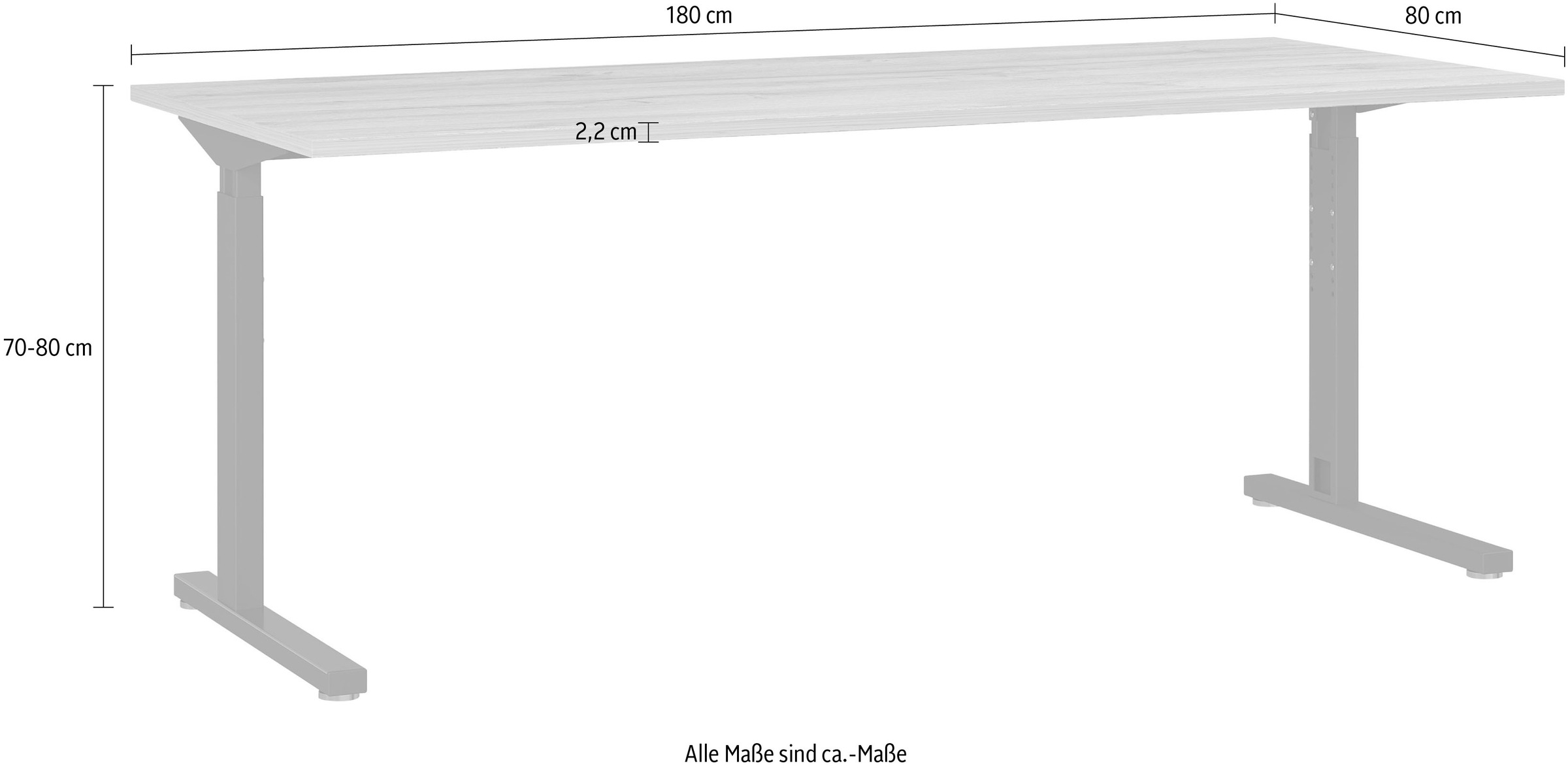 GERMANIA Schreibtisch »Profi 2.0«, höhenverstellbar, Breite 180 cm