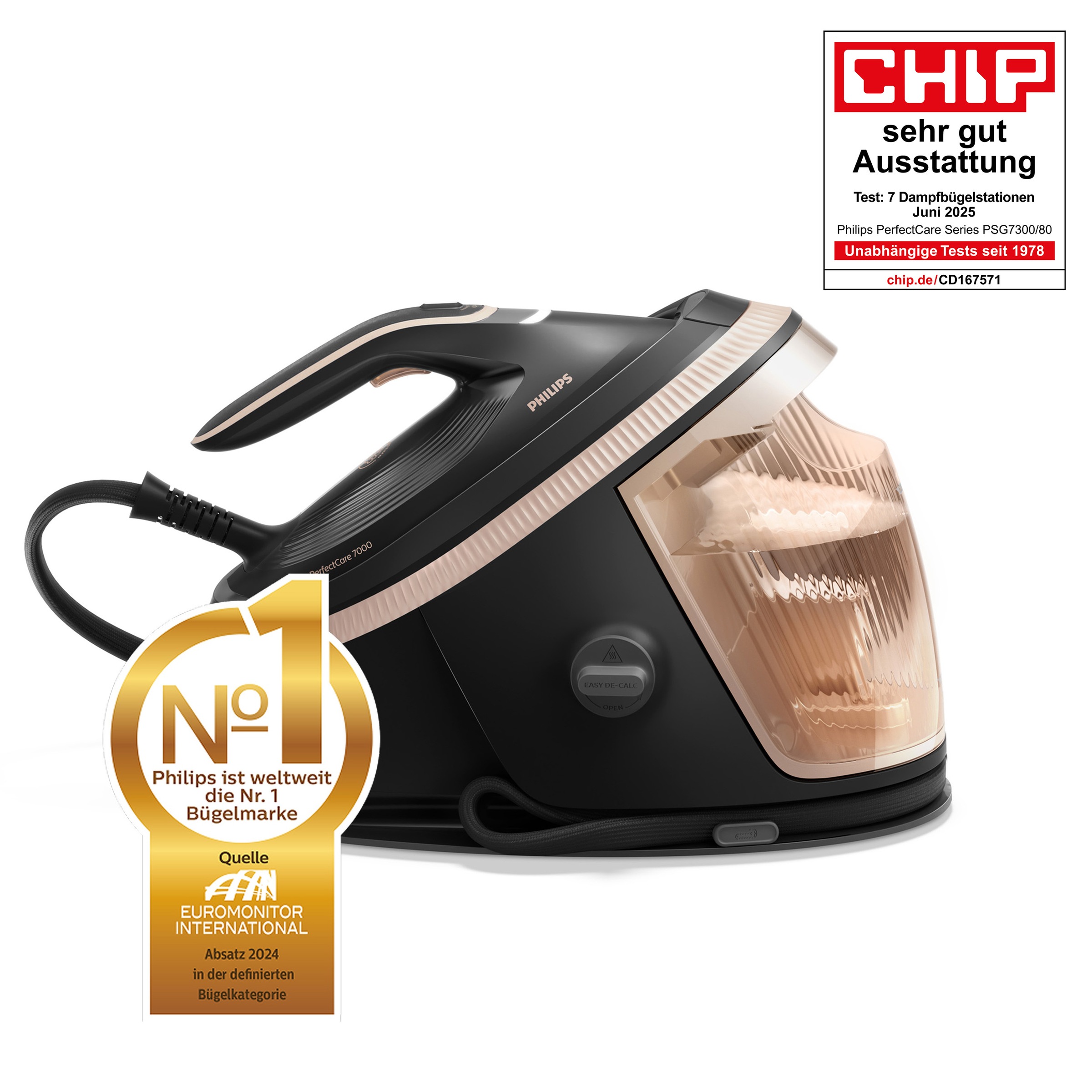 Philips Dampfbügelstation "PerfectCare 7000 Series PSG7300/80, Schwarz/Gold günstig online kaufen