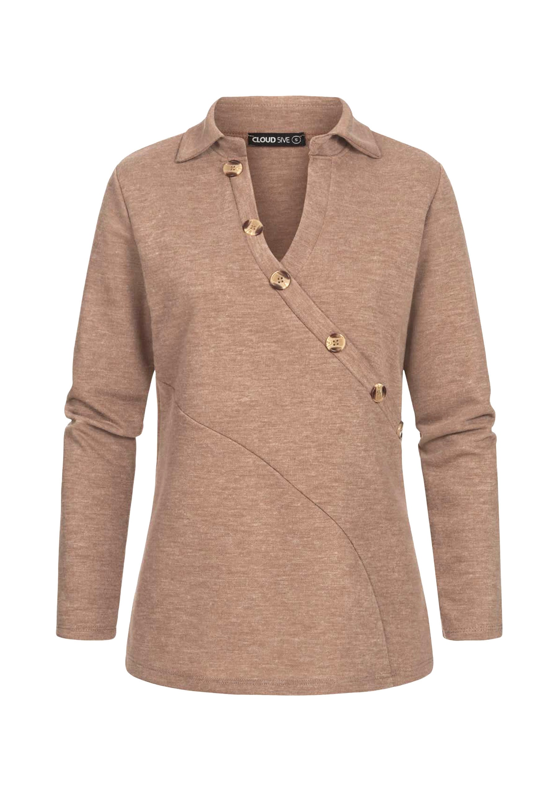 CLOUD 5IVE Sweater "CLOUD 5IVE Pullover mit asymetrischer Knopfleiste"
