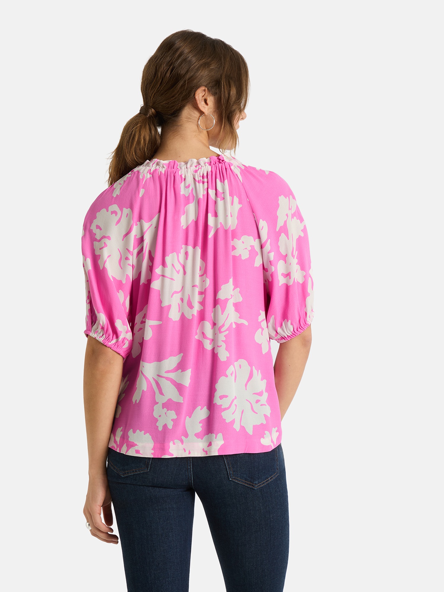 Lieblingsstück Druckbluse "RiaL" mit gerafftem Ausschnitt, Bindeband günstig online kaufen