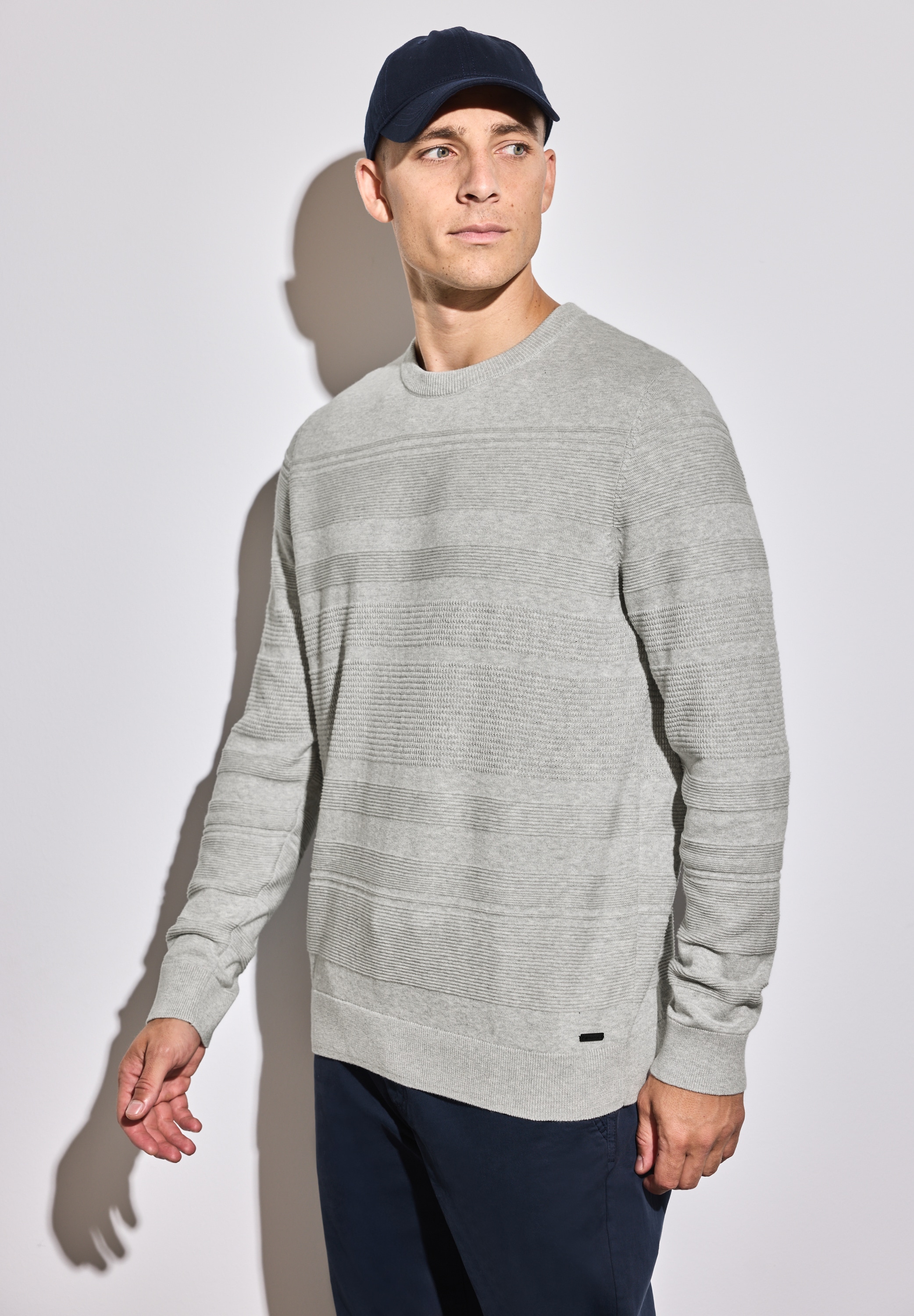 STREET ONE MEN Rundhalspullover, aus reiner Baumwolle günstig online kaufen