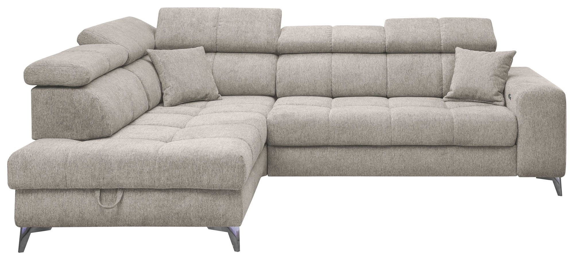 ED EXCITING DESIGN Ecksofa »Sydney L-Form mit Bettfunktion, Bettkasten, Kopfteilverstellung«, motorischer Sitztiefenverstellung, USB-Port & 2 Zierkissen