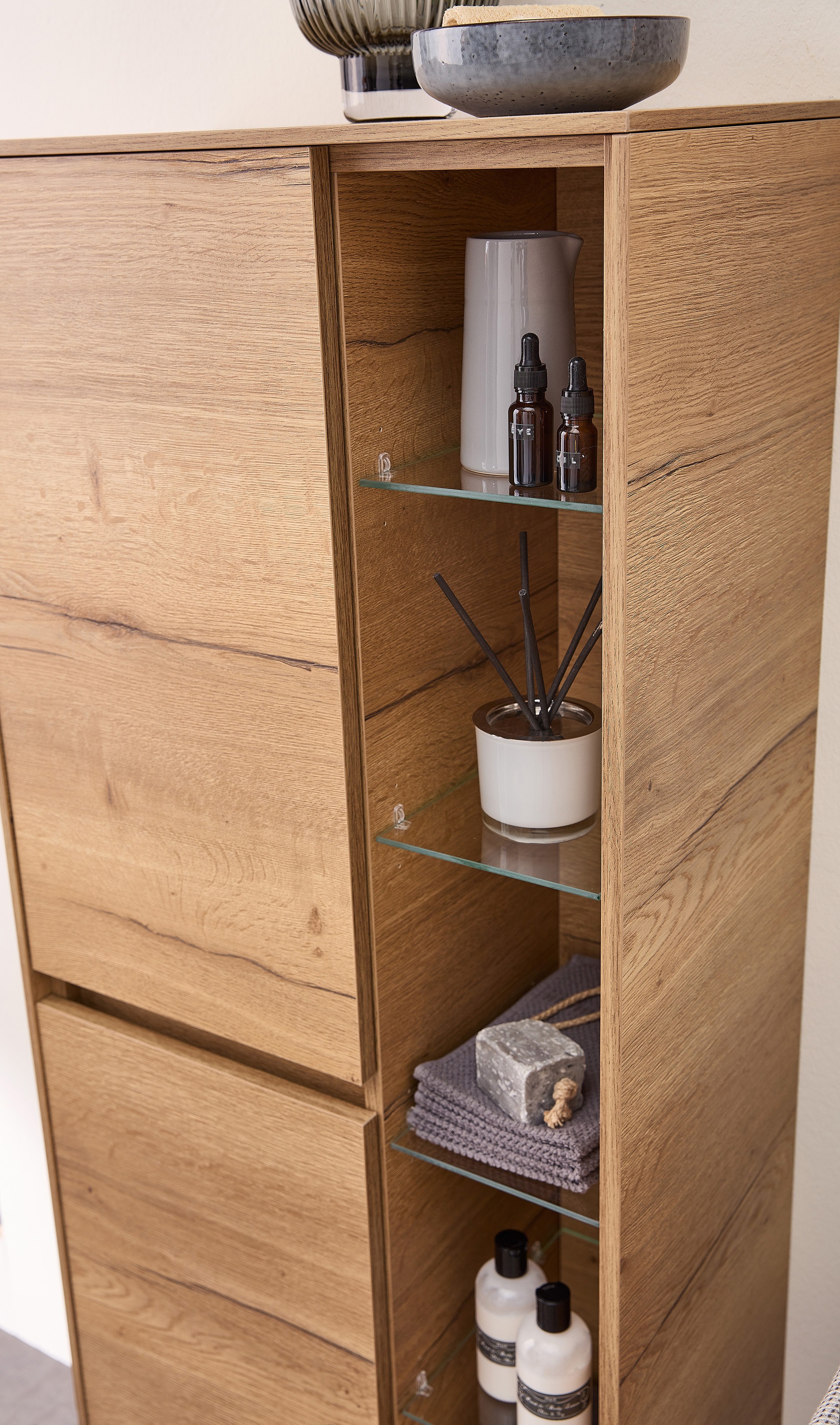 Saphir Midischrank »Serie 6010, 2 Drehtüren und ein offenes Regal« 1 Stk. tlg. 2 Drehtüren, 1 offenes Regal mit 4 Glaseinlegeböden