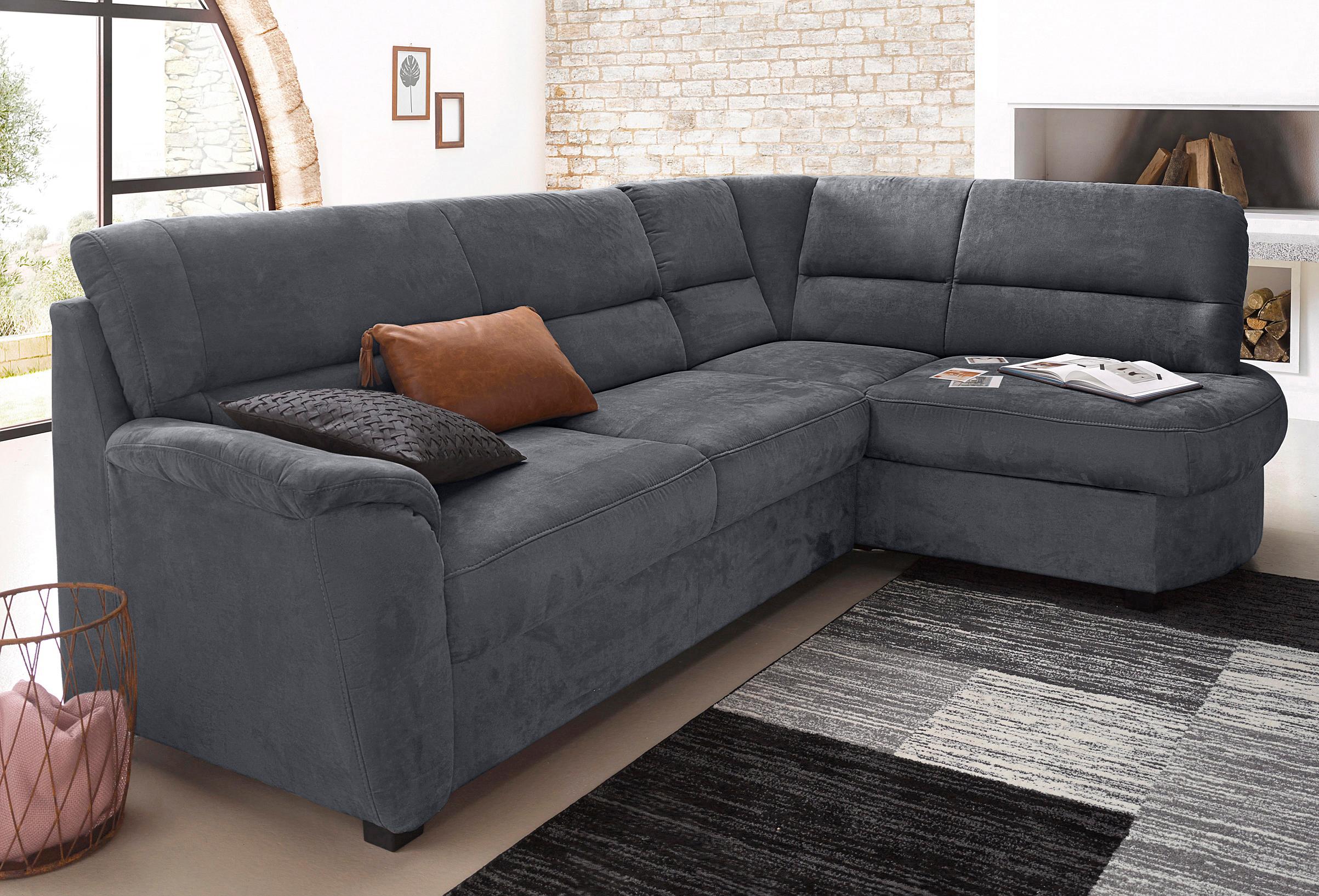 sit&more Ecksofa "Pandora, L-Form, B: 251 cm, Bettfunktion & Bettkasten wählbar" Frei im Raum stellbar, Federkernpolsterung, komfortable Sitzhöhe 45 cm