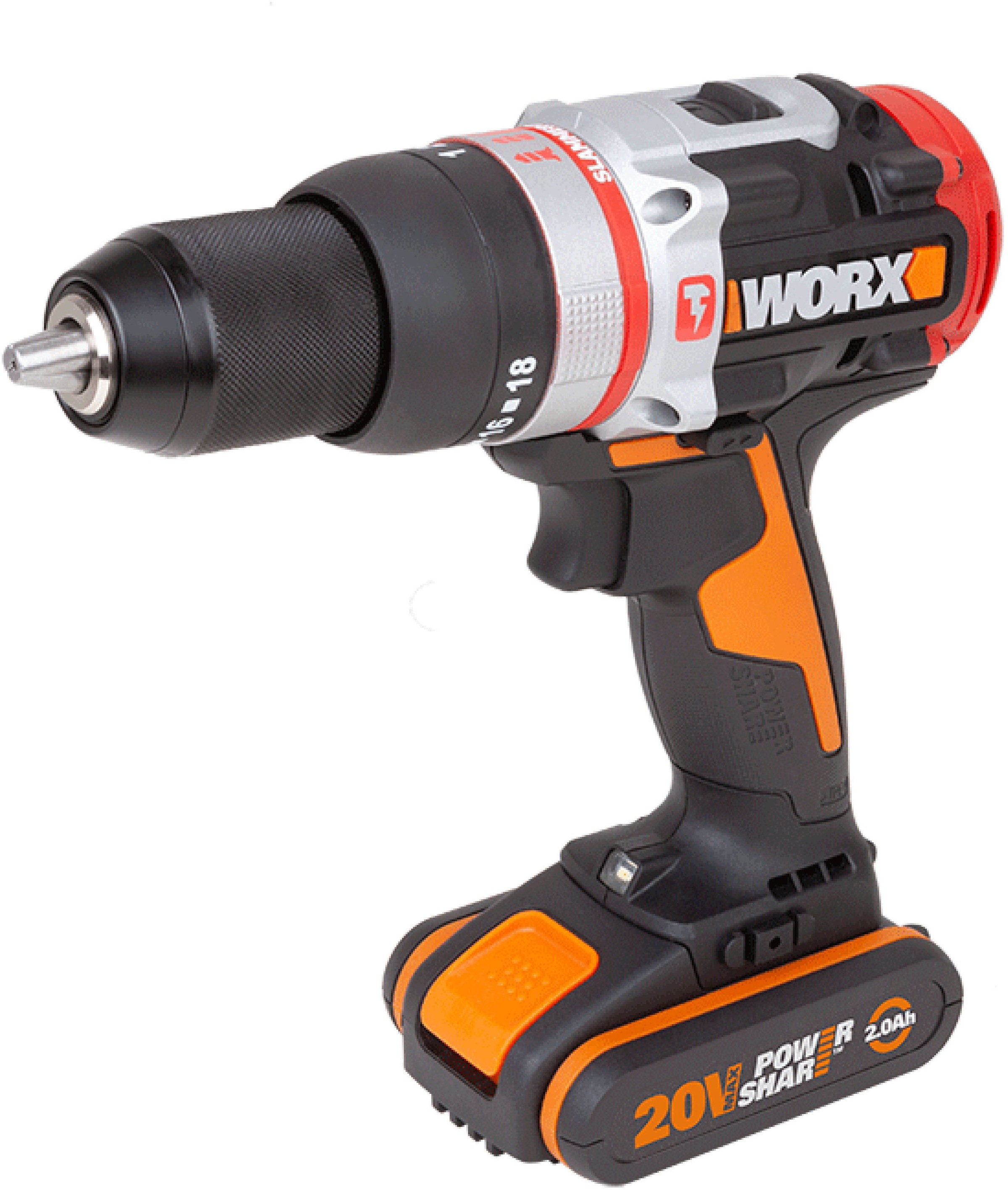 Worx Akku-Schlagbohrmaschine »WX354«, (Set), bürstenloser Motor, 18+1+1 Drehmoment, 60Nm, inkl. 2 Akkus & Ladegerät