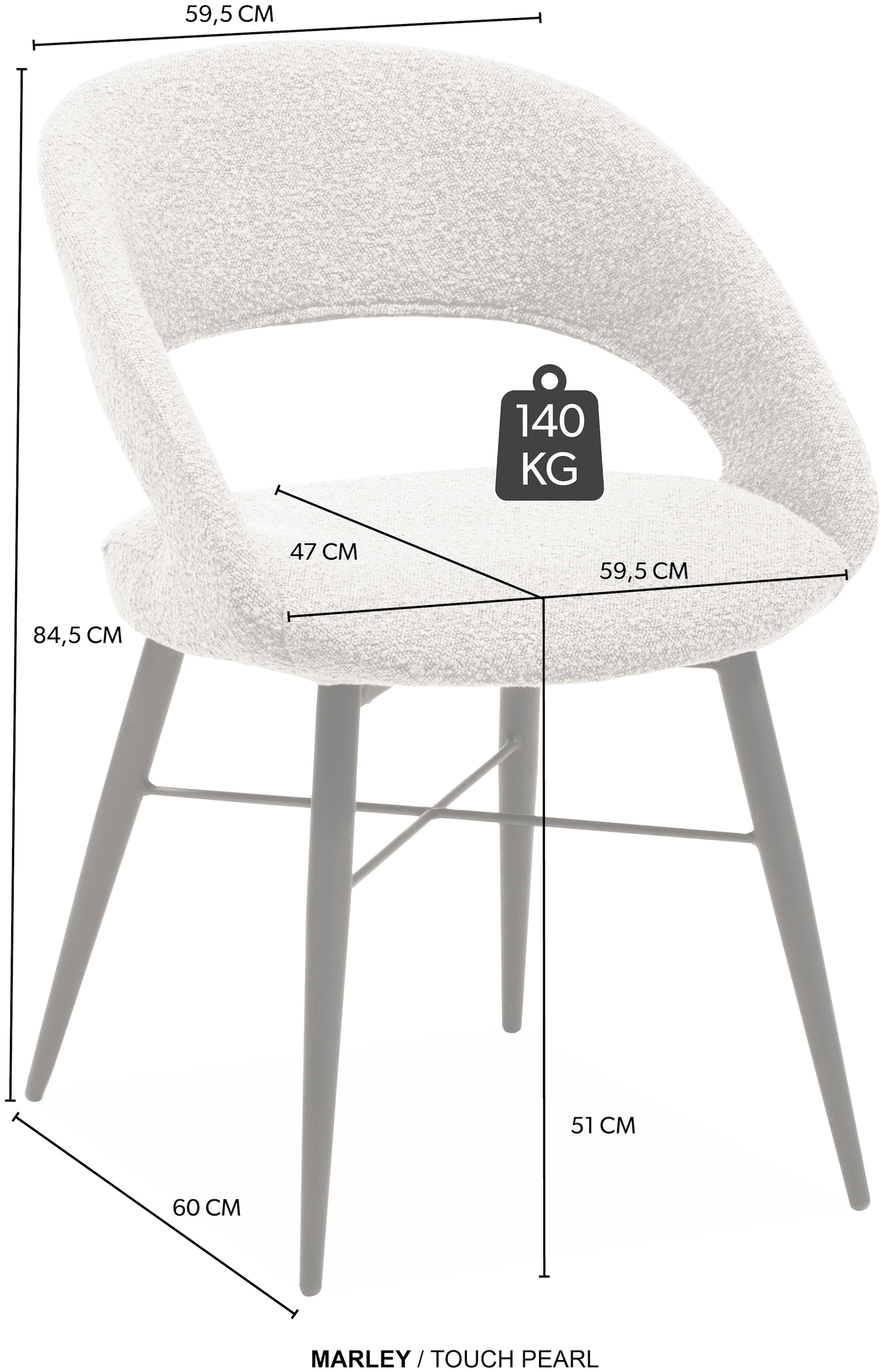 OMG Design Esszimmerstuhl »Marley«, (Set), 1 St., Stoff, mit modernem Cut-Out, Bouclé Bezug