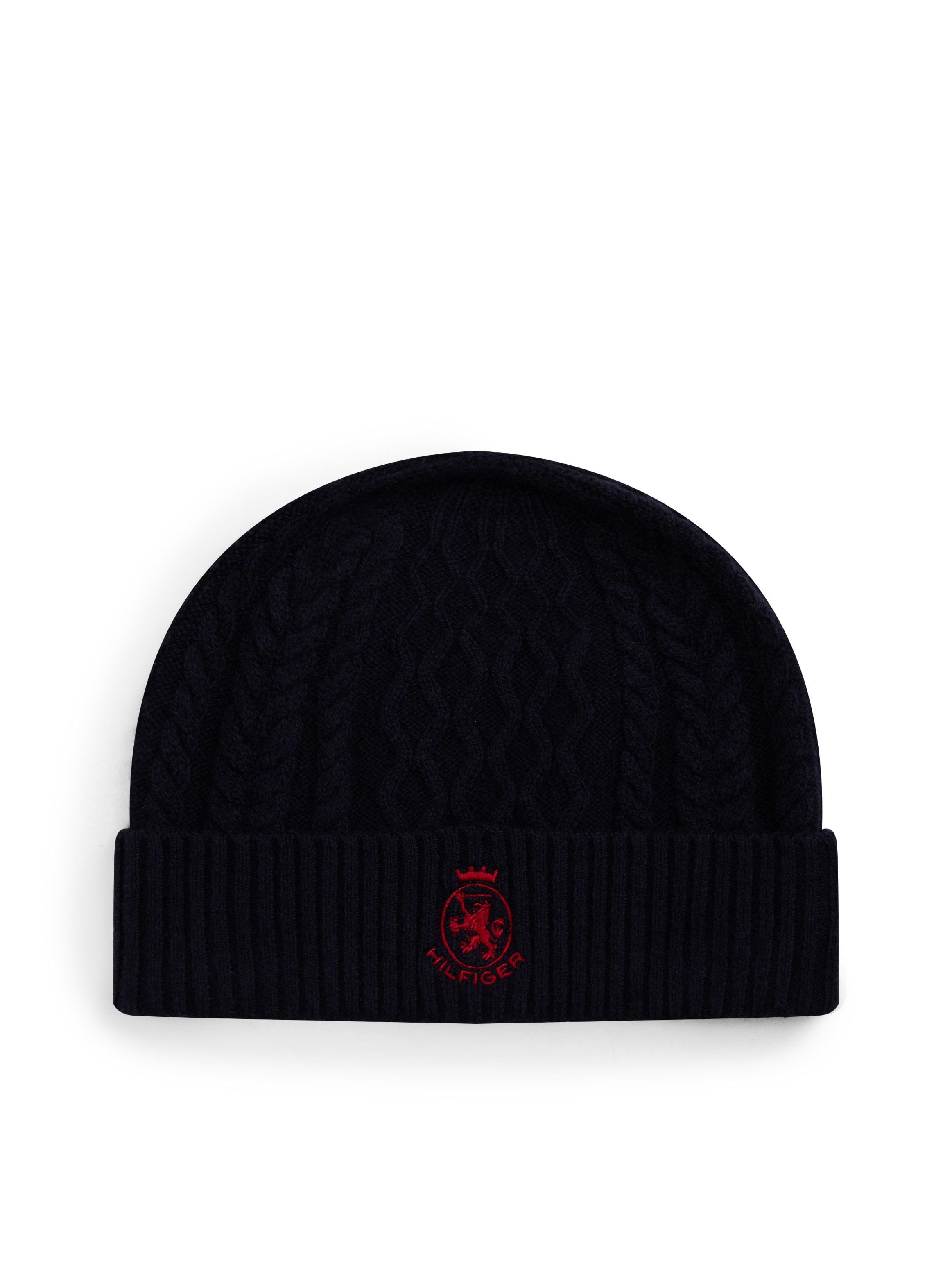 Tommy Hilfiger Beanie "TH CREST KNIT" Zopfstrickmuster, mit TH-Wappen günstig online kaufen