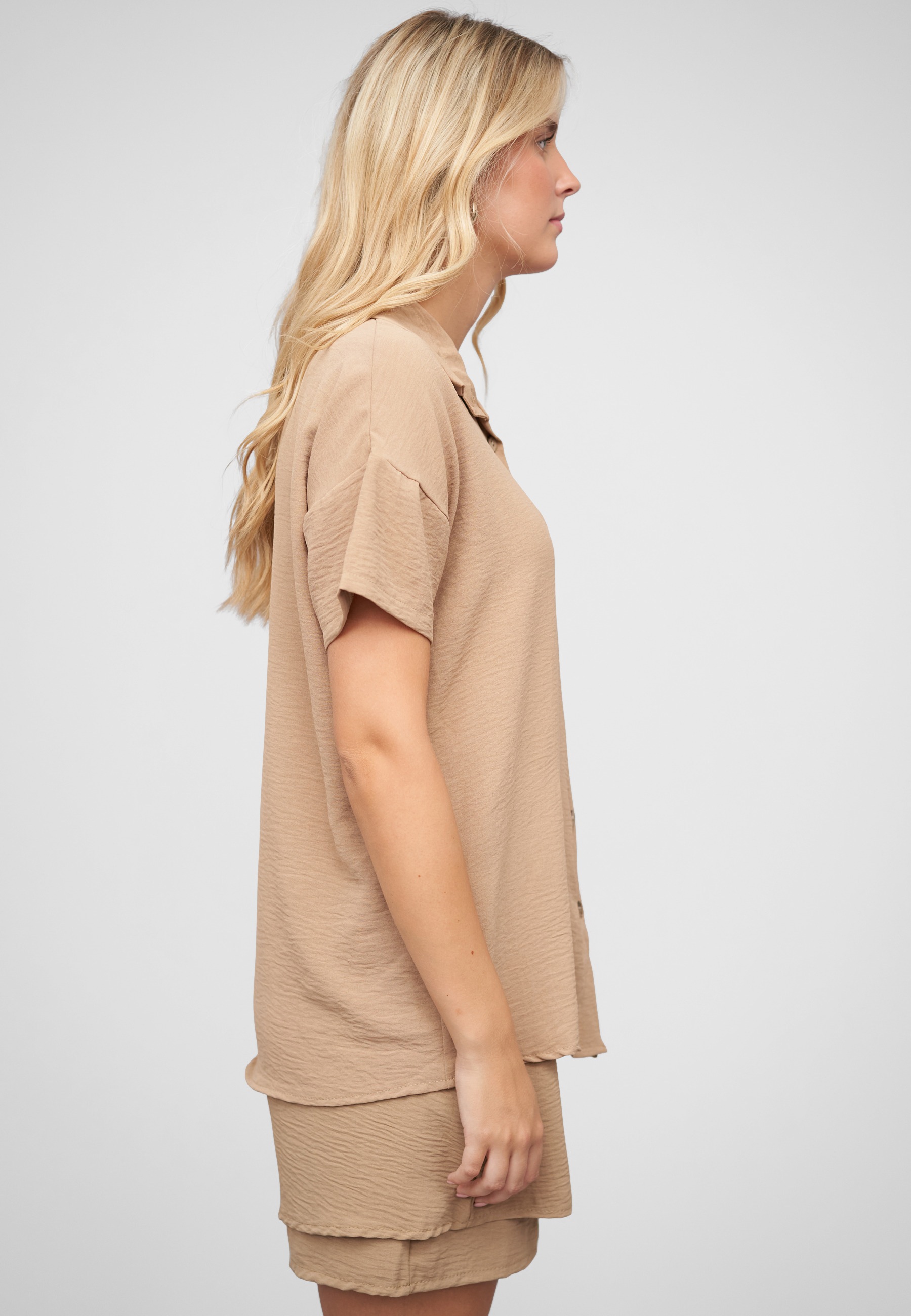 CLOUD 5IVE Kurzarmshirt »CLOUD 5IVE Musselin Kurzarm Hemd mit Knopfleiste und Brusttasche« 1 tlg.