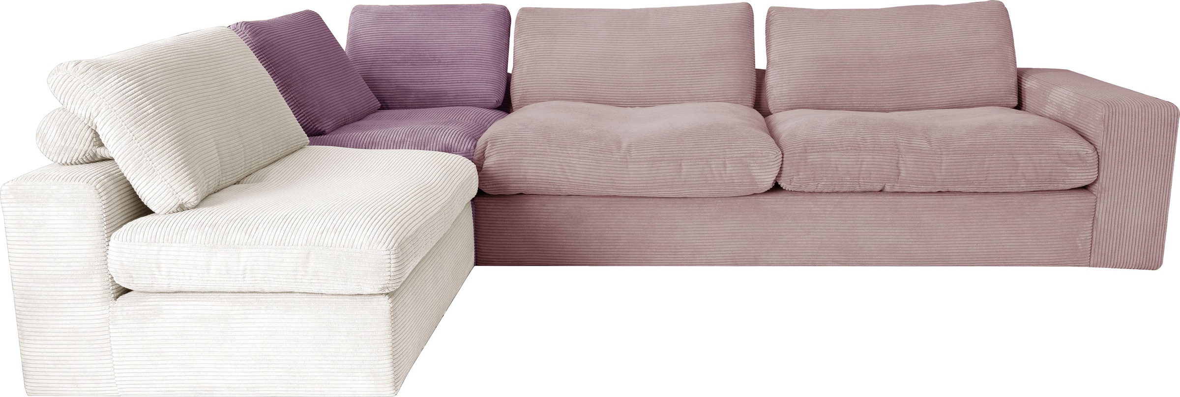 Ecksofa ALINA "Sandy", bunt (gct 11, gct 18, gct 8), B:276cm T:226cm, Cord GCT (92% Polyester, 8% Nylon), Sofas, Ecksofa, mit losen Sitz und Rückenkissen, in modernem Cordstoff