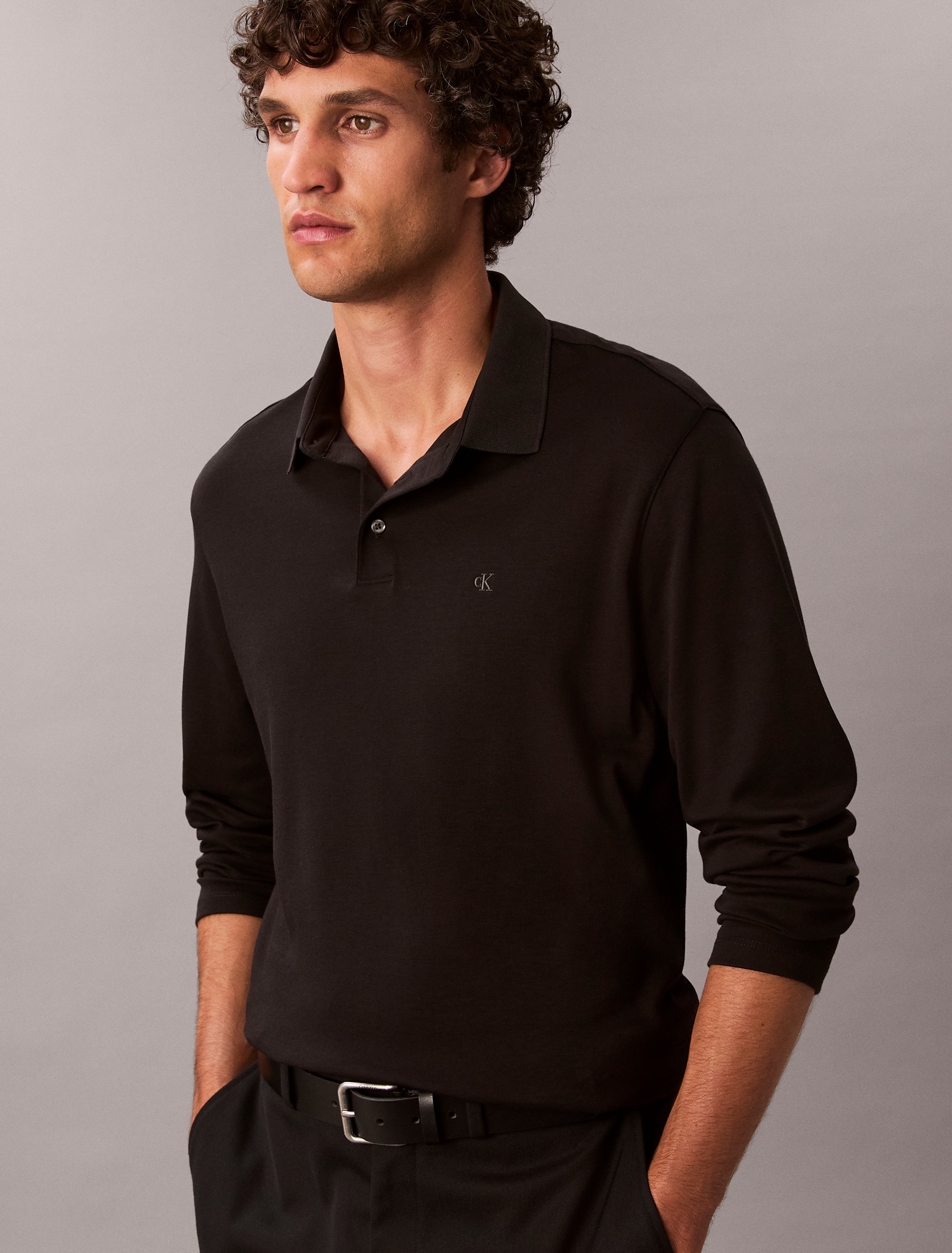Calvin Klein Langarm-Poloshirt »LS SUPIMA COTTON SOLID POLO«, regular fit mit Rundhalsausschnitt