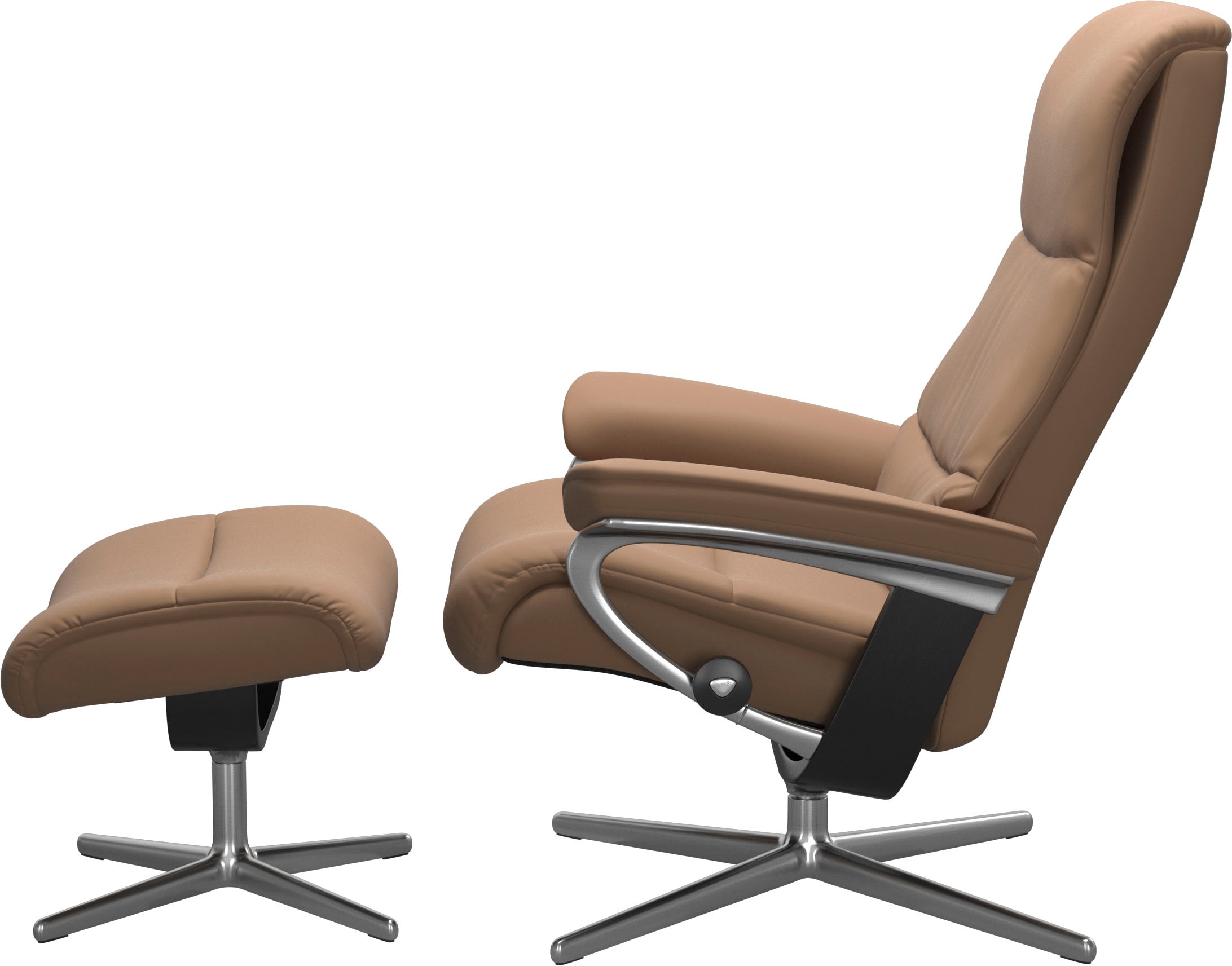 Stressless® Relaxsessel »View«, (Set, Relaxsessel mit Hocker), mit Hocker, mit Cross Base, Größe S, M & L, Holzakzent Schwarz