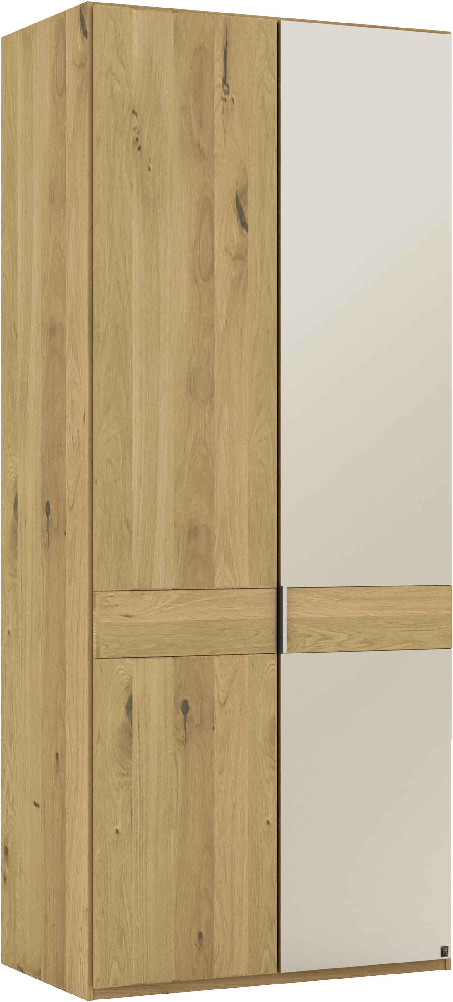 Musterring Drehtürenschrank »Savona, Kleiderschrank, Schrank, Garderobe, teilmassiv Eiche«, (mit Türdämpfern, mit Spiegel oder Glas, extra Böden, MADE IN GERMANY), Türen in Bianco-Eiche massiv, Spiegel-/Glastüren, verschiedene Größen