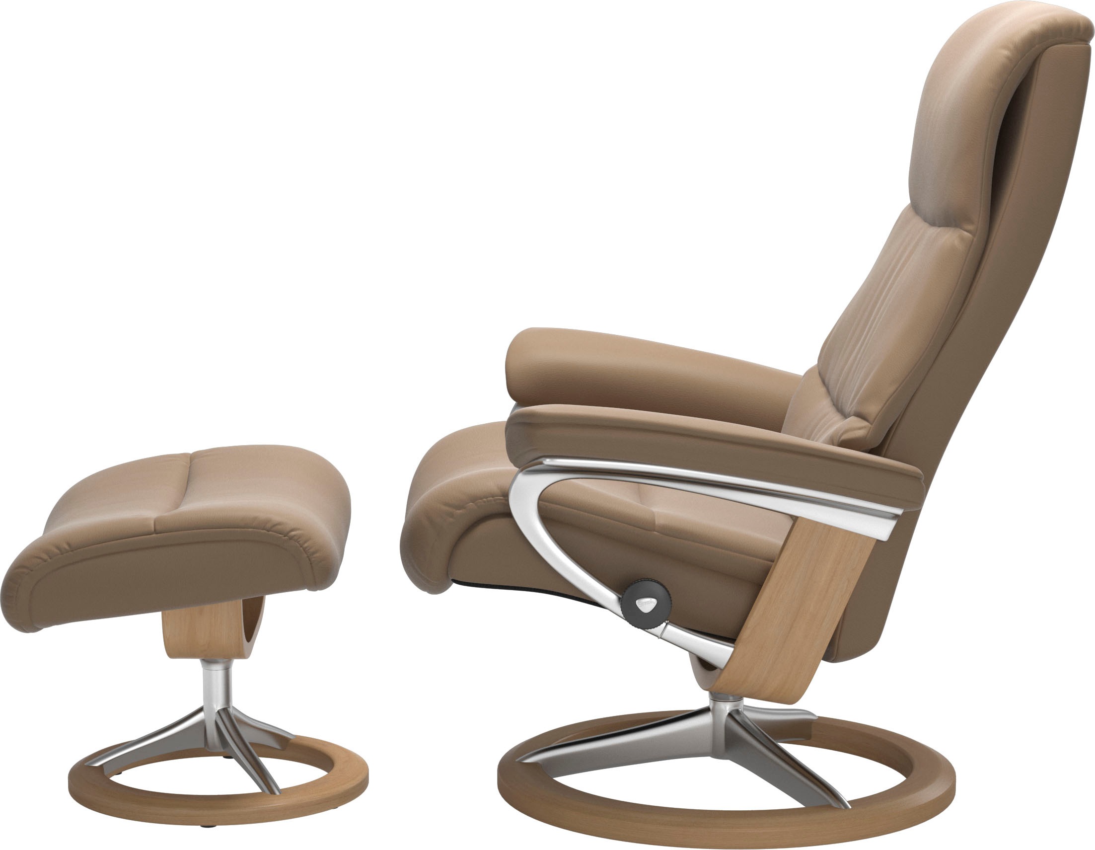 Stressless® Relaxsessel »View«, (Set, Relaxsessel mit Hocker), mit Signature Base, Größe M,Gestell Eiche