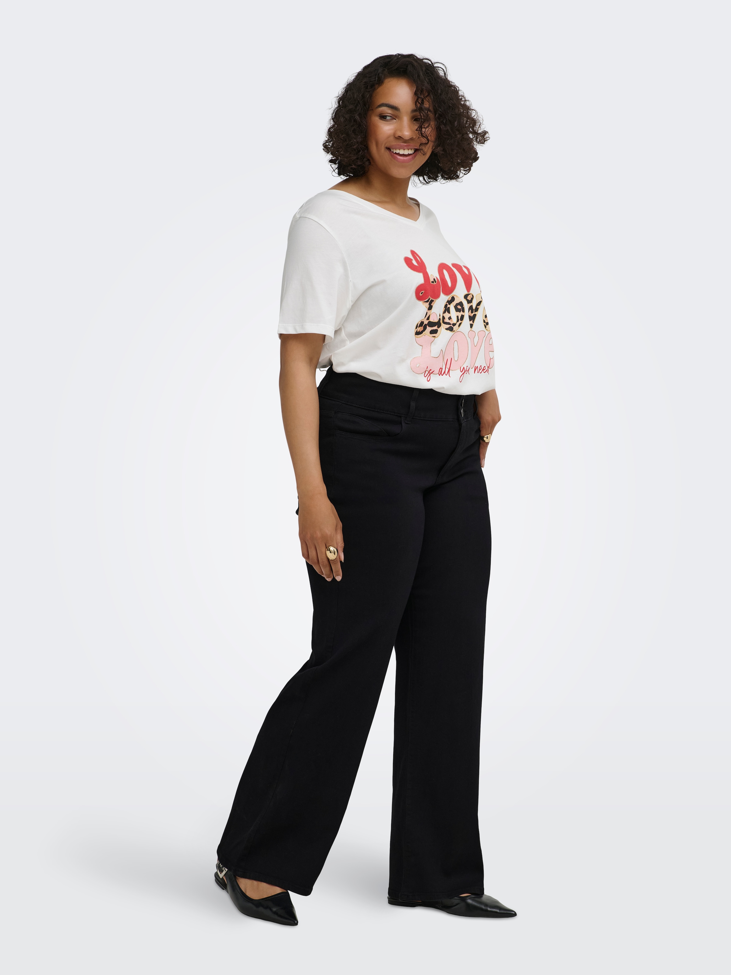 ONLY CARMAKOMA High-waist-Jeans »CARANNA HW WIDE BLACK DNM NOOS« Viskosemischung, High Waist