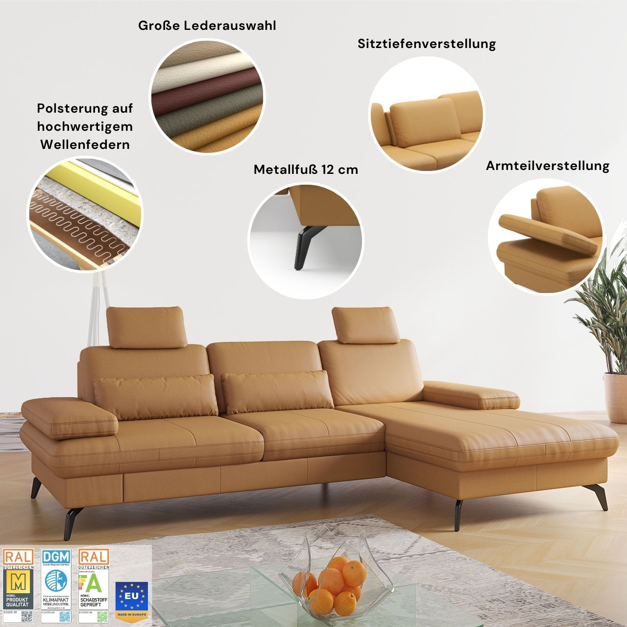 Thumbnail - sit&more Wohnlandschaft "Morris Jubi U-Form, B: 300 cm" mit Armteilfunktion & 1 Zierkissen, optional Bettfunktion