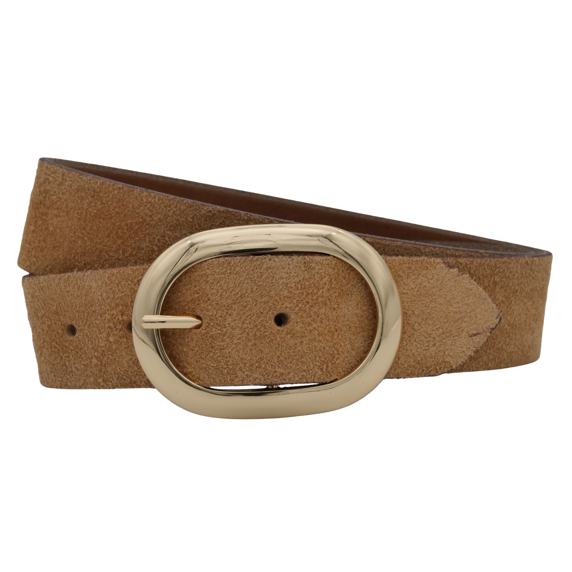 Ledergürtel ANNAMATONI "AnnaMatoni Damen Ledergürtel in hochwertigem Velour Leder 4cm", Damen, Gr. TW110 - 125cm Gesamtlänge, cognac 640, 100% Leder, Gürtel Ledergürtel