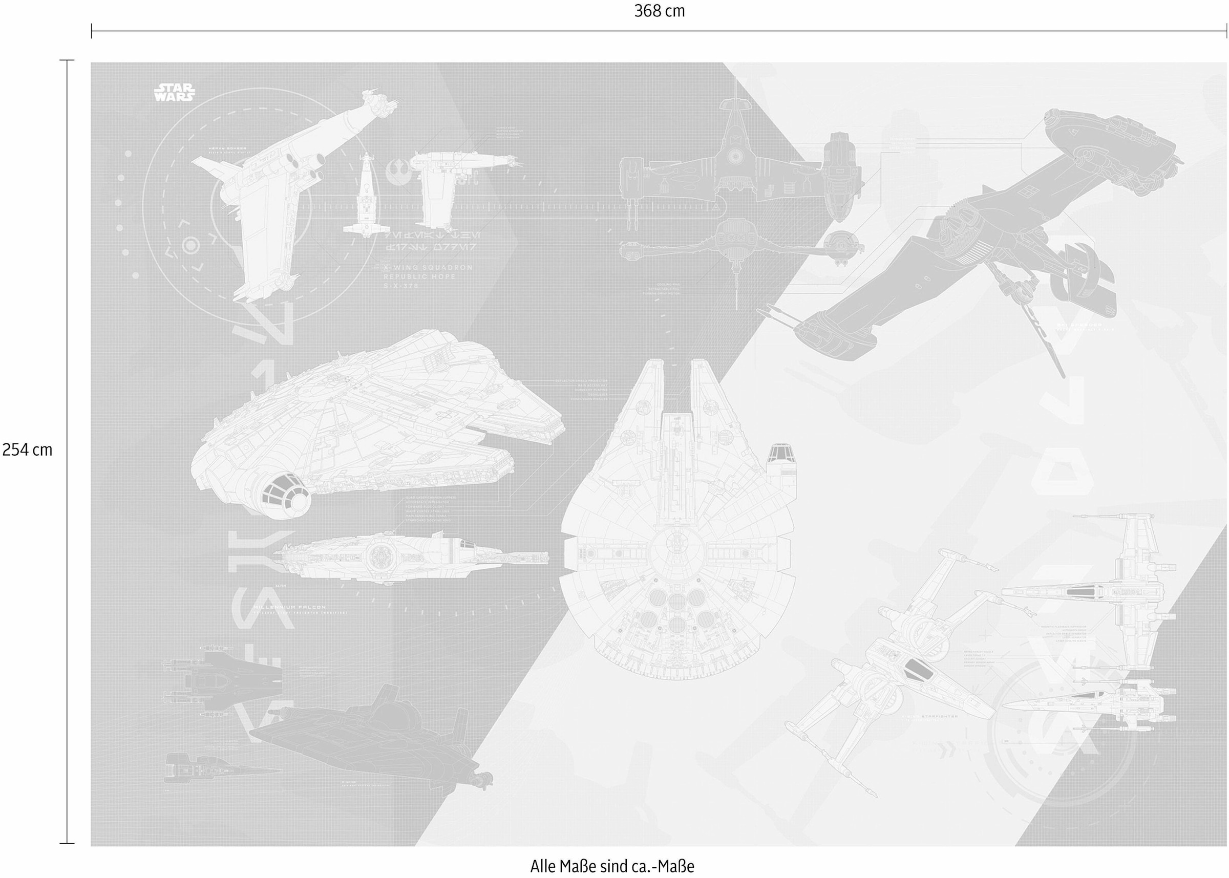 Komar Fototapete »Star Wars – Technical Plan«, 368x254 cm (Breite x Höhe), inklusive Kleister