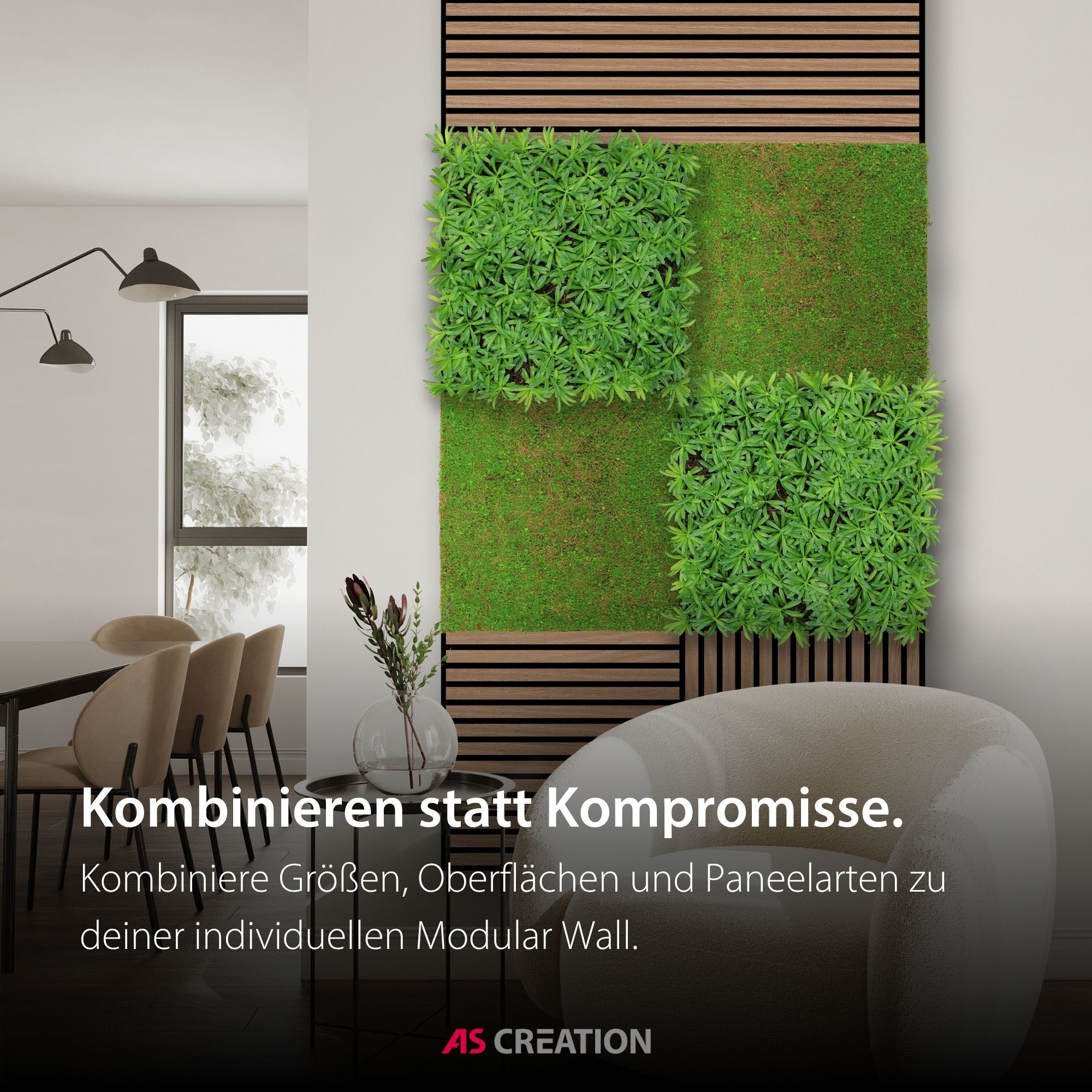 Architects Paper Wandpaneel »A.S. Création Modular Wall Wandpaneel Pflanzenoptik Natur« 1 tlg. Natur- und Kunstfasern auf rPET-Filz für botanische 3D-Wände