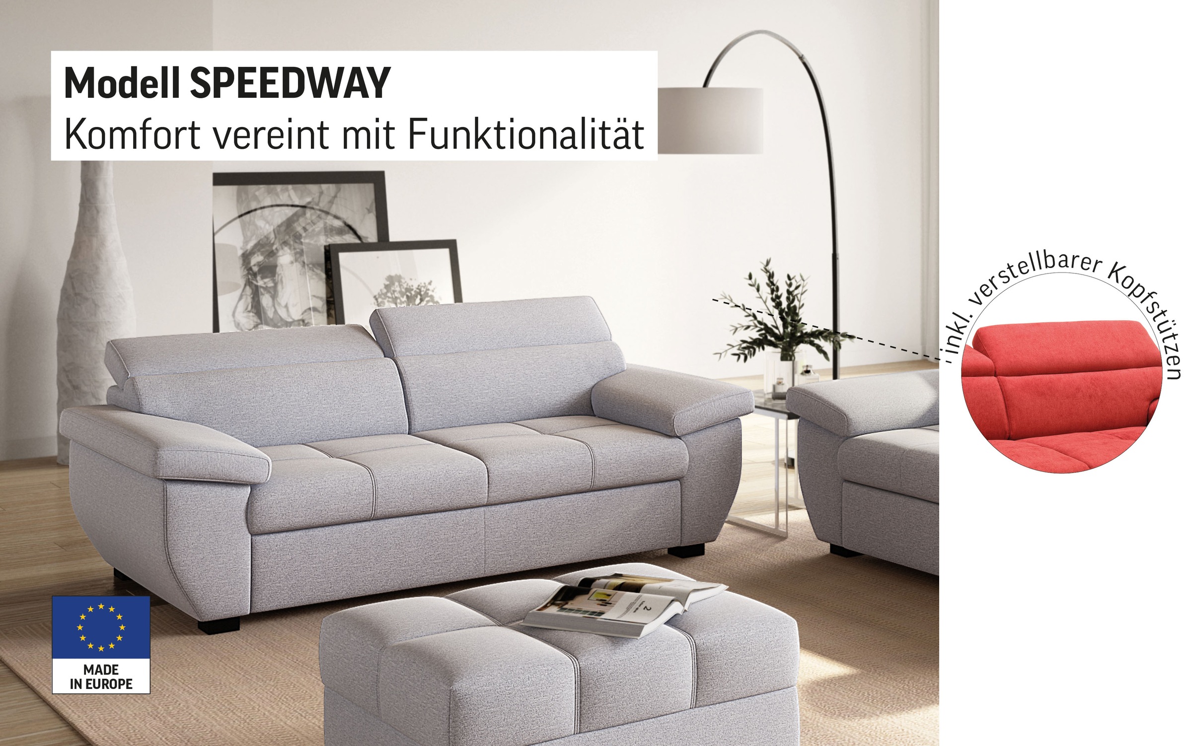 COTTA 2,5-Sitzer "Speedway", Big-Sofa mit Kopfteilverstellung günstig online kaufen
