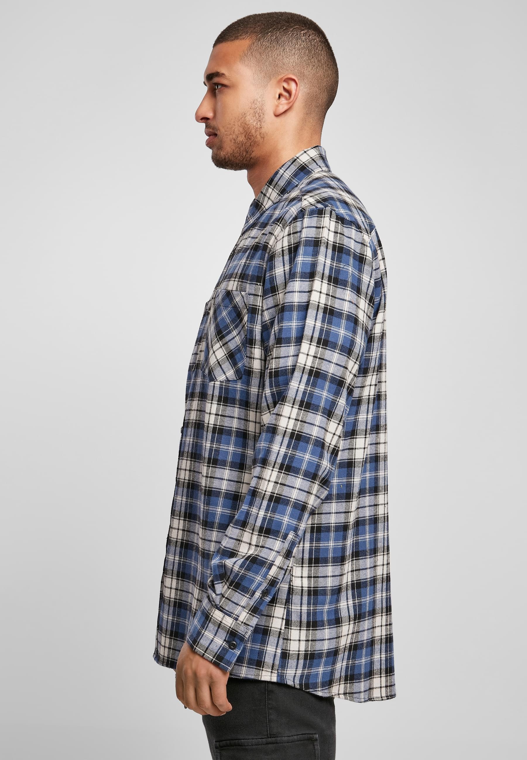 URBAN CLASSICS Langarmhemd »Urban Classics Herren Checked Roots Shirt«, (1 tlg.)